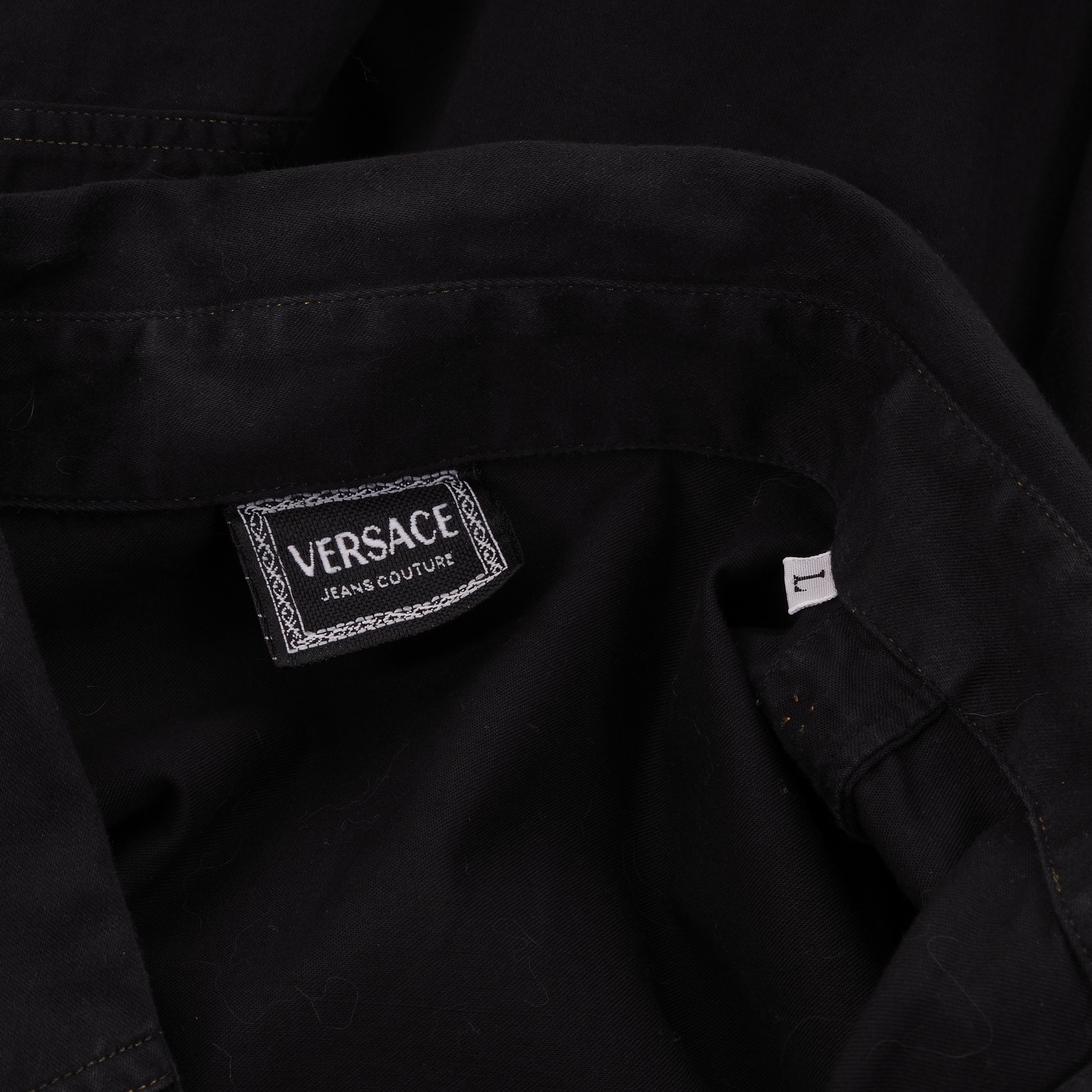 Versace × Versace Jeans Couture × Vintage Versace Jeans Couture Vintage Black Gold Metal Tips Shirt Size US L / EU 52-54 / 3 - 6 Thumbnail