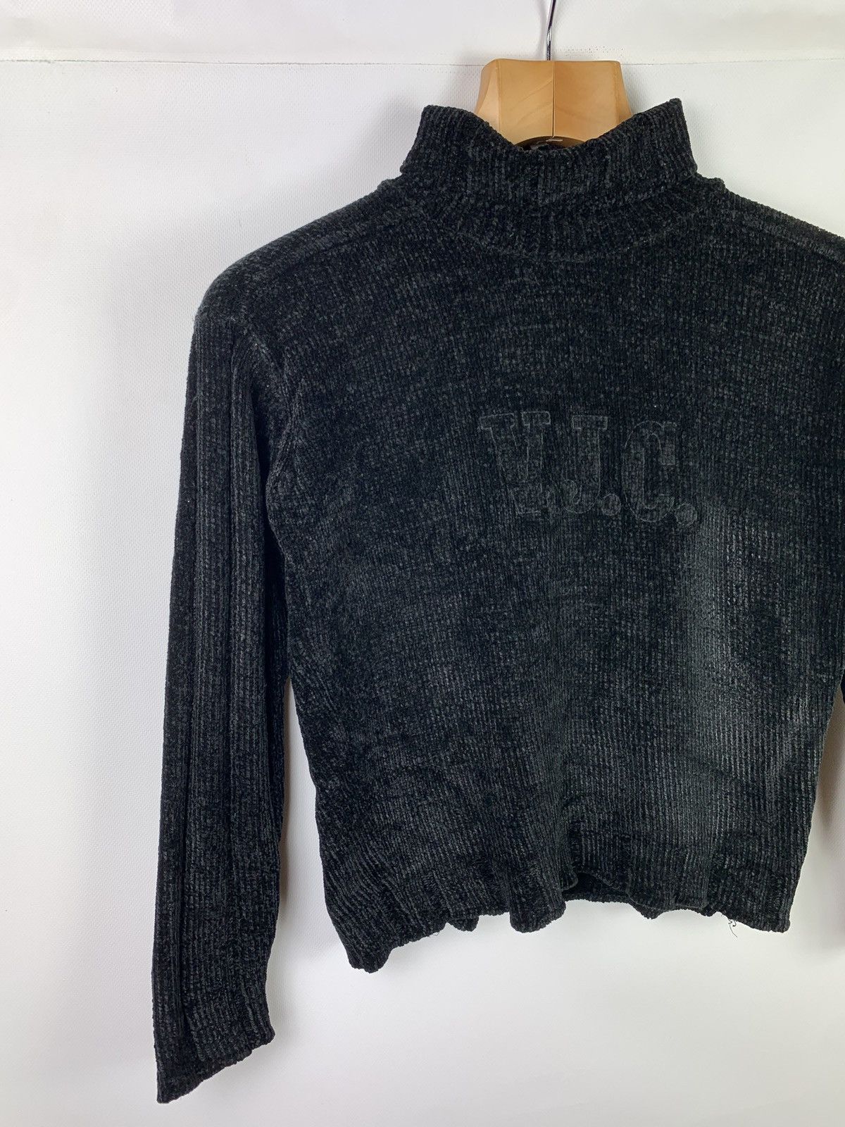 Versace × Versace Jeans Couture VJC Versace Jeans vintage velour big logo turtleneck sweater Size L / US 10 / IT 46 - 2 Thumbnail