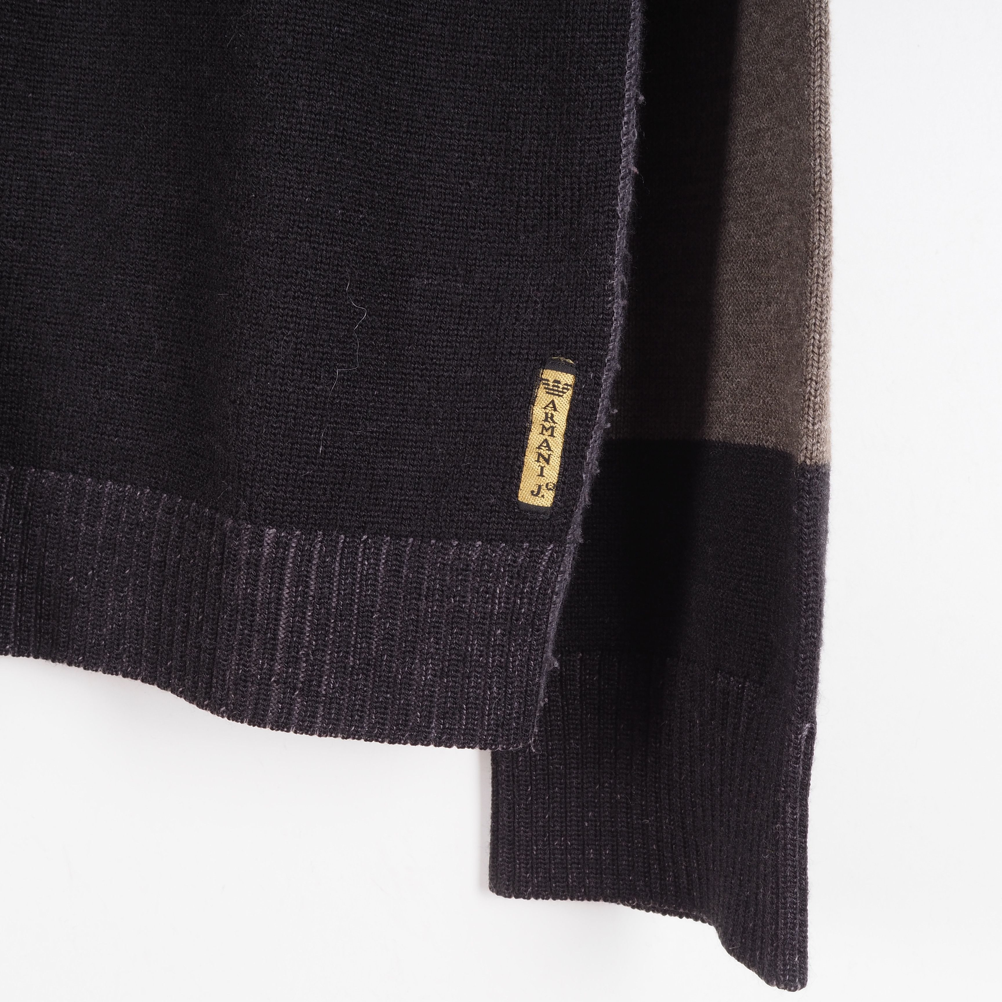 Armani × Vintage Armani Jeans Vintage Knit Big Logo Full Zip Pullover Sweater Size US XL / EU 56 / 4 - 2 Thumbnail