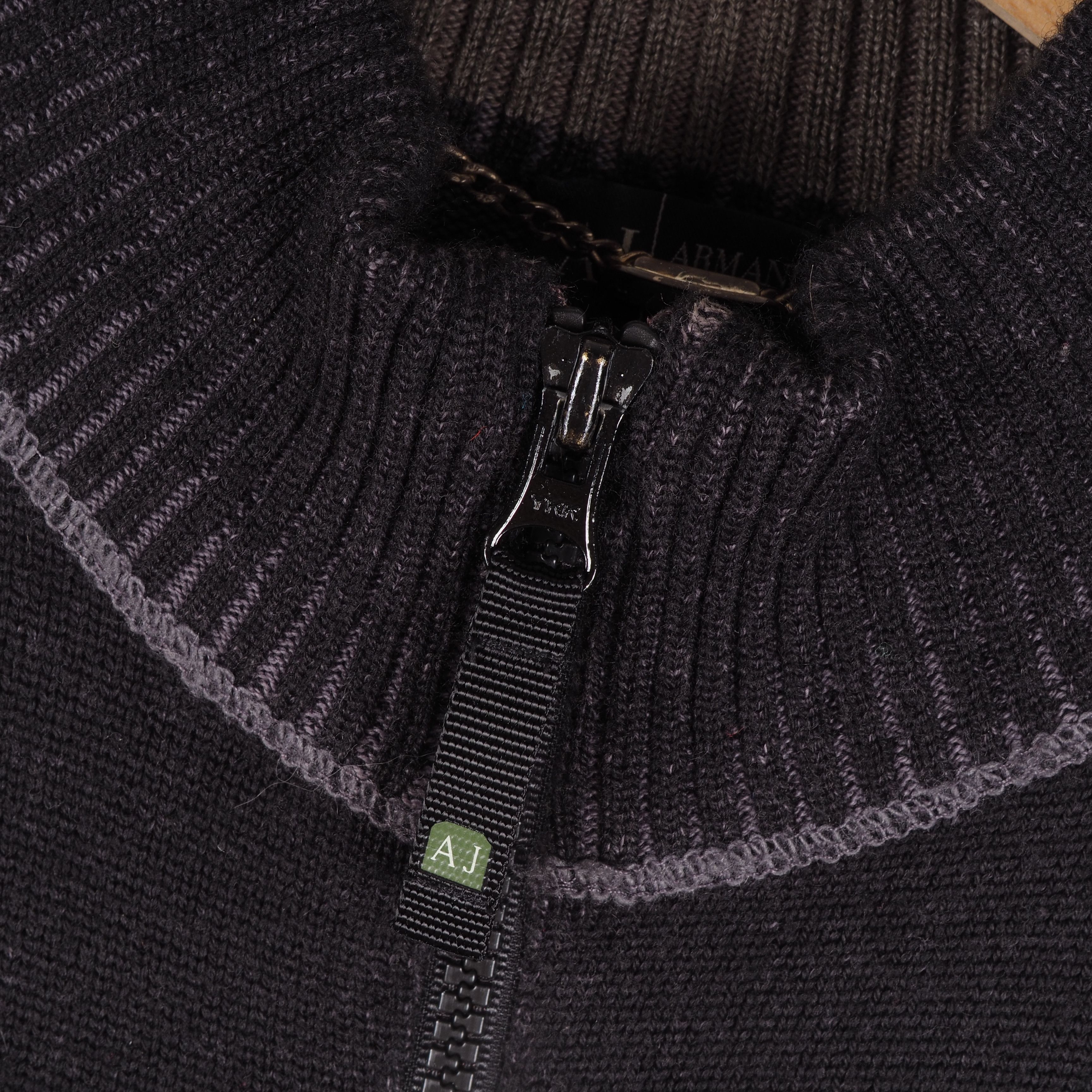 Armani × Vintage Armani Jeans Vintage Knit Big Logo Full Zip Pullover Sweater Size US XL / EU 56 / 4 - 3 Thumbnail