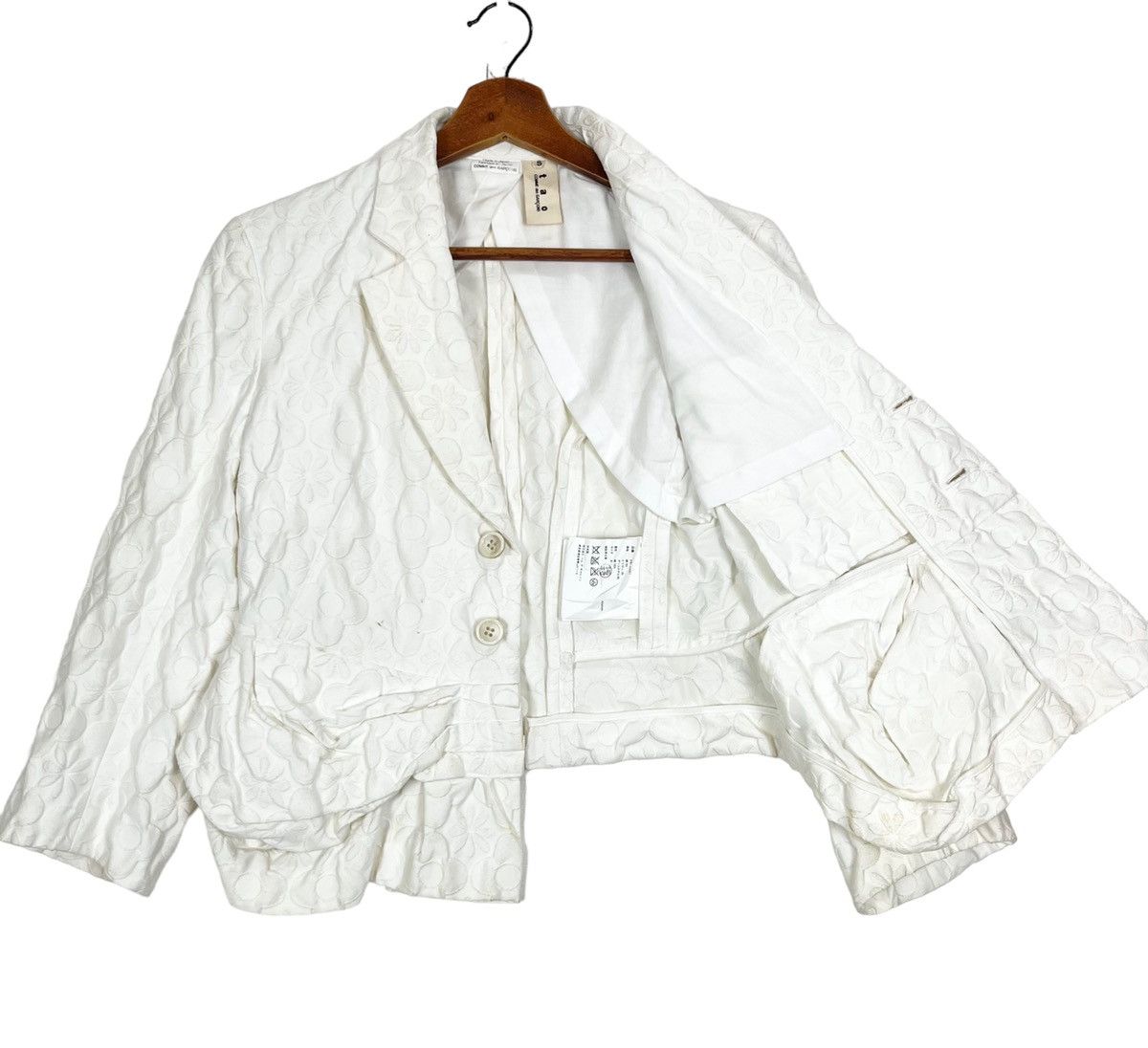 Comme des Garcons × Designer Tao Comme des Garçons Floral Pleat Crop Short Blazer Jacket Size S / US 4 / IT 40 - 6 Thumbnail