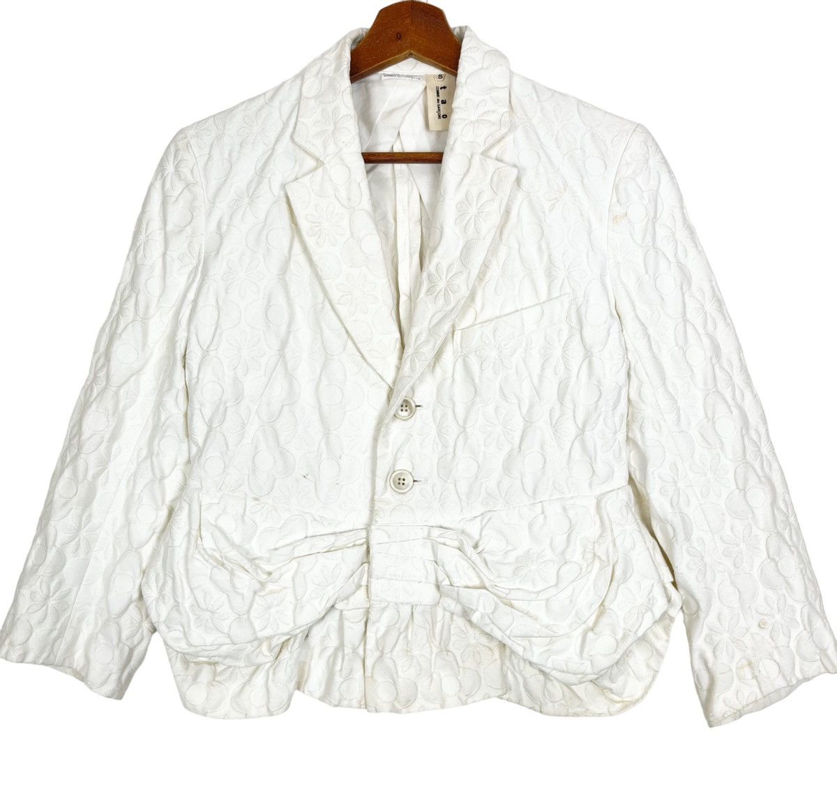 Comme des Garcons × Designer Tao Comme des Garçons Floral Pleat Crop Short Blazer Jacket Size S / US 4 / IT 40 - 1 Thumbnail