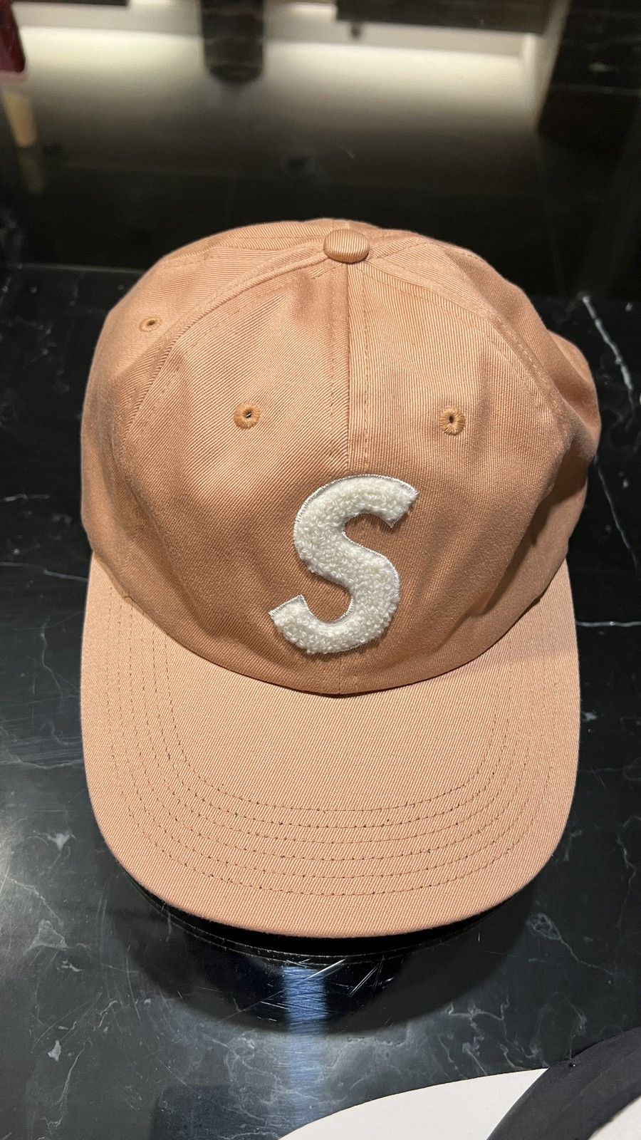 Supreme Supreme Chenille ‘S’ Salmon 6 panel Hat Size ONE SIZE - 1 Thumbnail