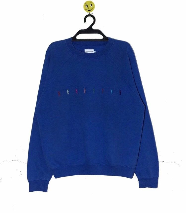 Benetton Vintage Benetton Embroidered Crewneck pullover Light Blue Size US M / EU 48-50 / 2 - 1 Thumbnail