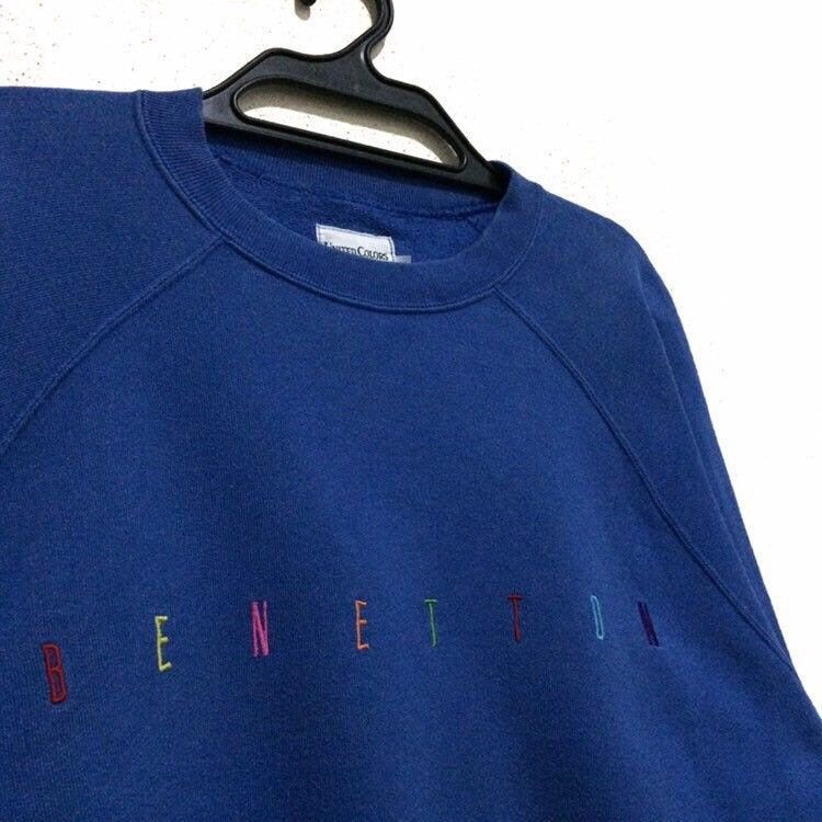Benetton Vintage Benetton Embroidered Crewneck pullover Light Blue Size US M / EU 48-50 / 2 - 2 Thumbnail