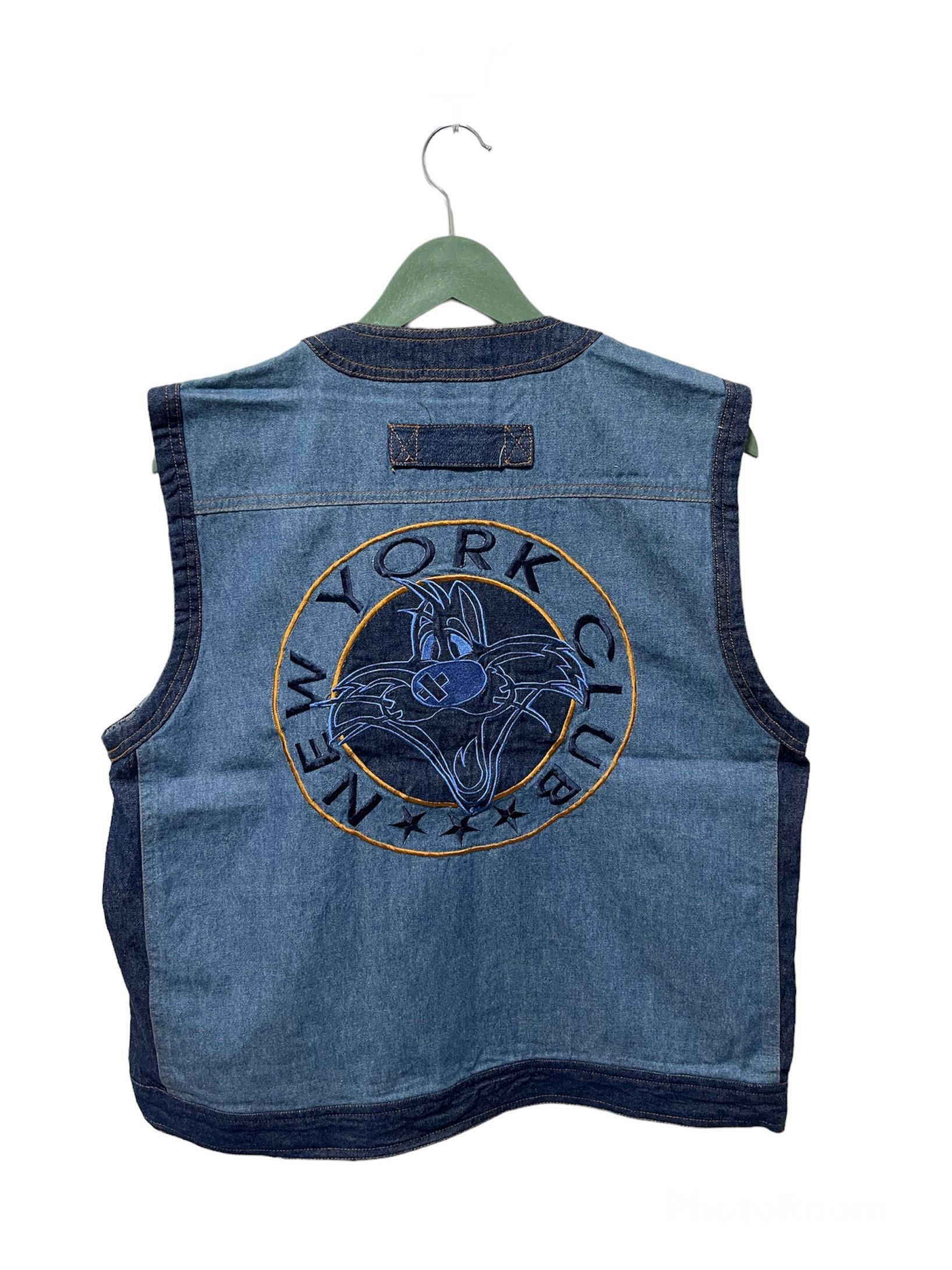 Vintage Vintage New York Club Big Logo Denim Vest Size US M / EU 48-50 / 2 - 1 Thumbnail