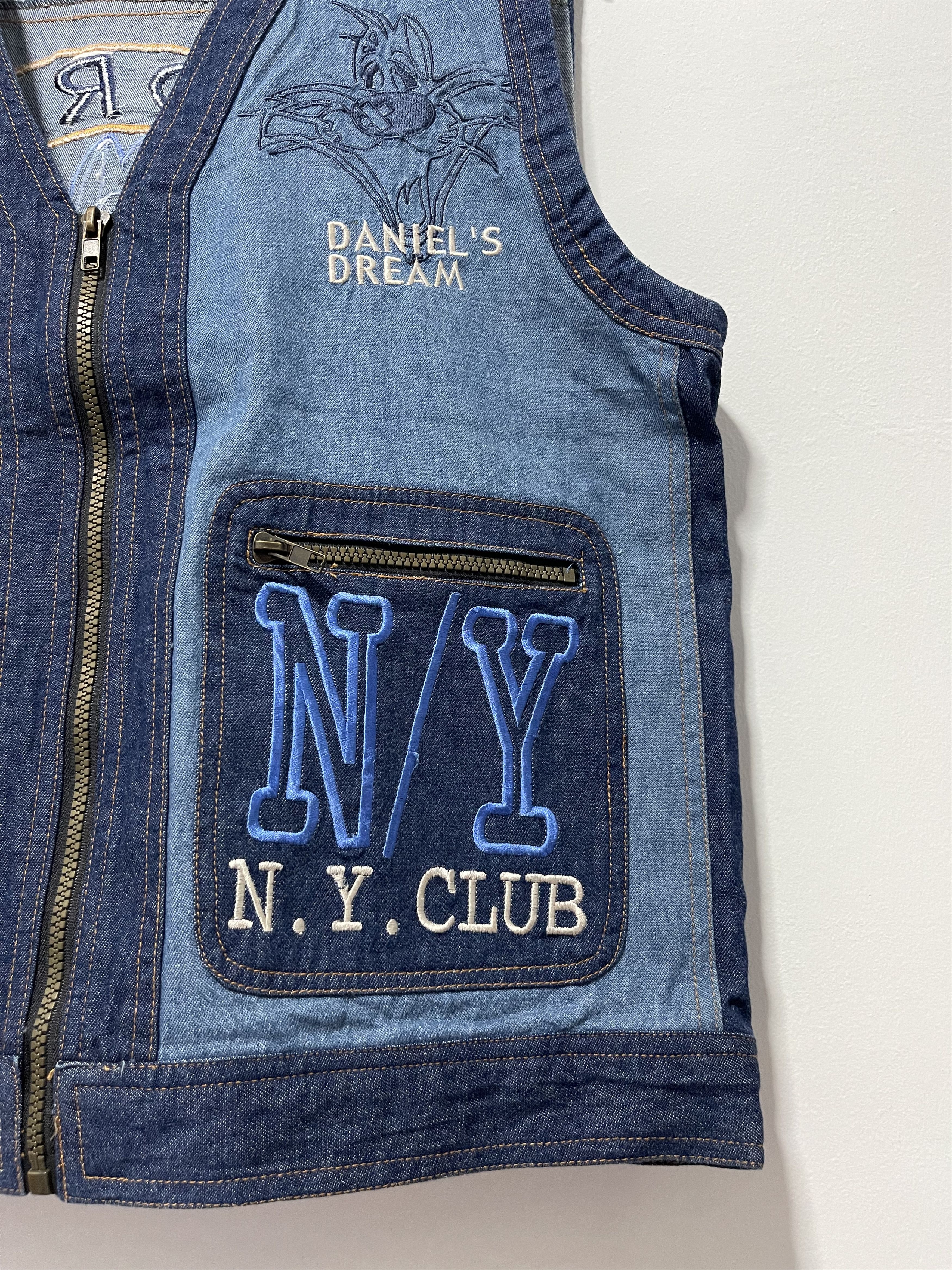 Vintage Vintage New York Club Big Logo Denim Vest Size US M / EU 48-50 / 2 - 4 Thumbnail