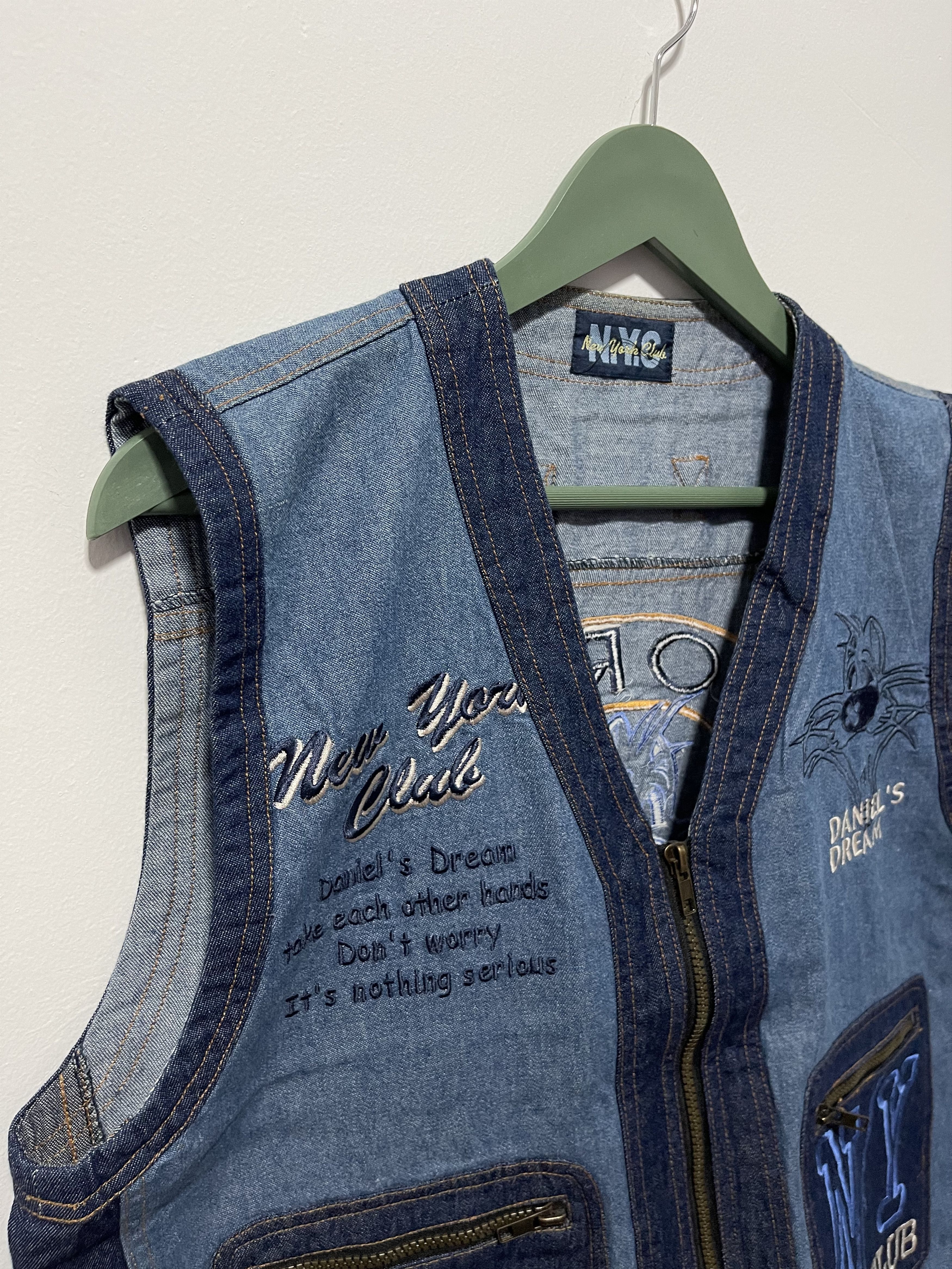 Vintage Vintage New York Club Big Logo Denim Vest Size US M / EU 48-50 / 2 - 5 Thumbnail