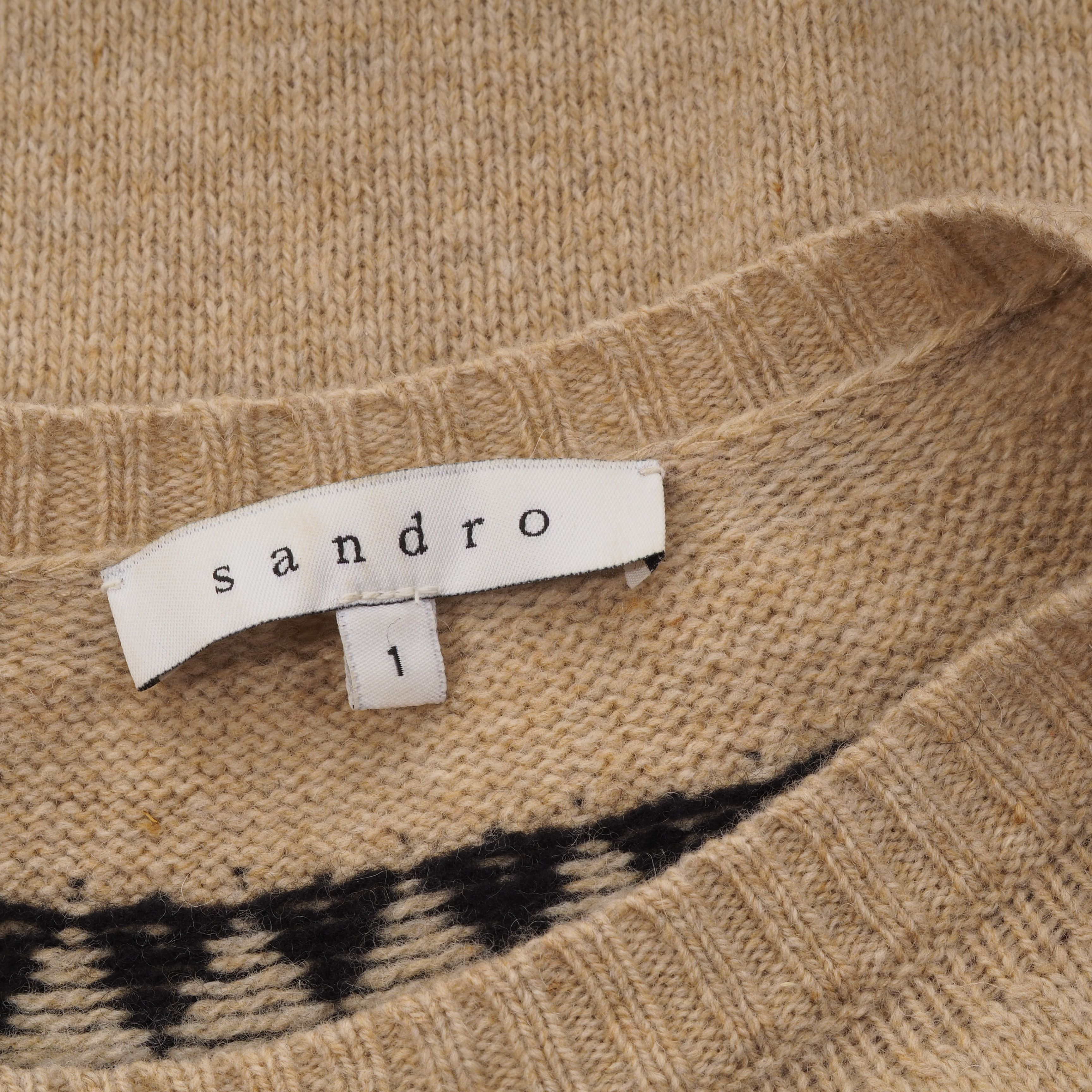 Sandro Sandro Wool Fair Isle Sweater Dress Size S / US 4 / IT 40 - 7 Thumbnail