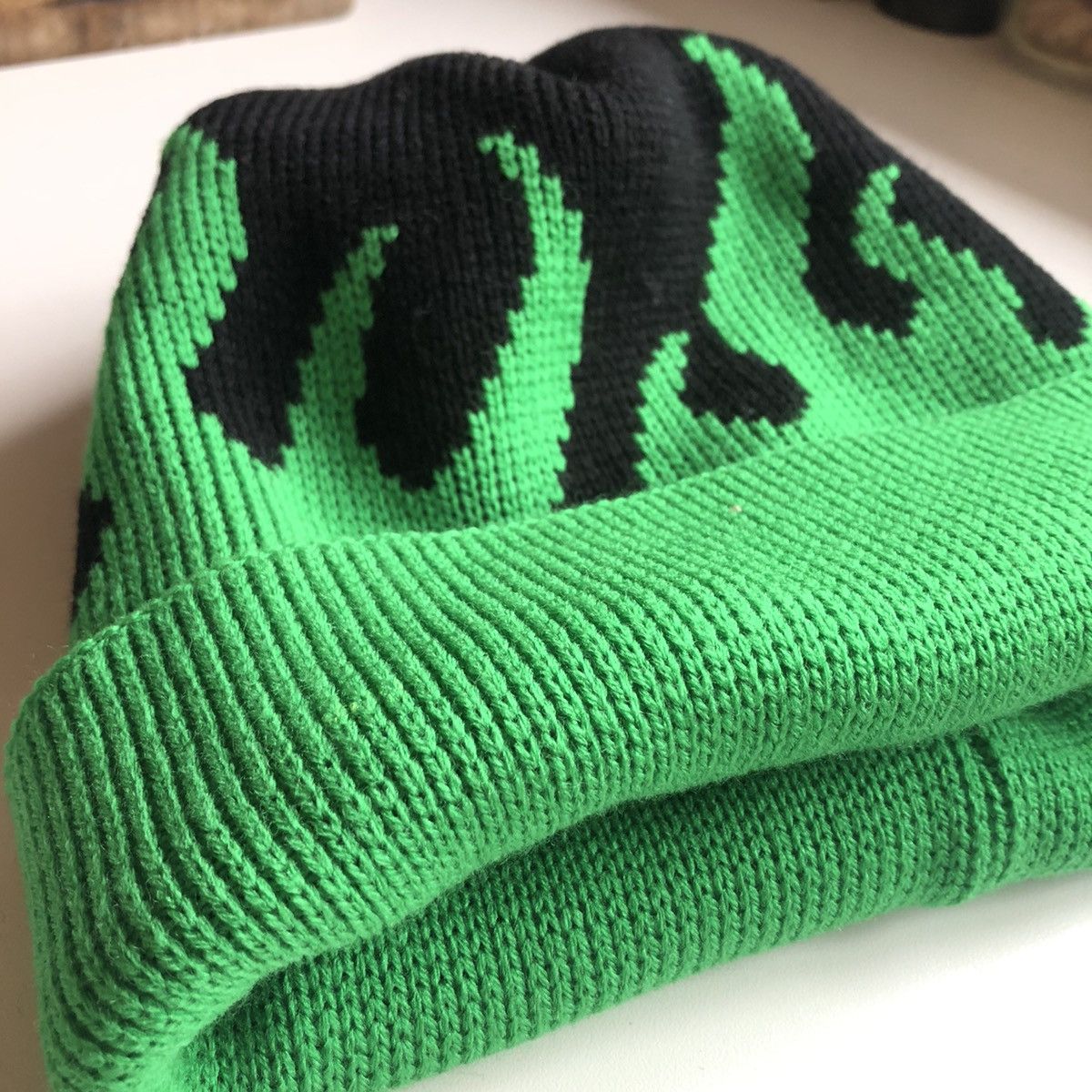 Japanese Brand Green Flame 🔥 Beanie Size ONE SIZE - 2 Thumbnail