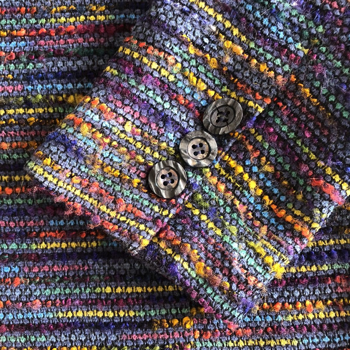 Japanese Brand Vintage Tweed Blazer Fabric Rainbow Multicalor Size US XS / EU 42 / 0 - 11 Thumbnail