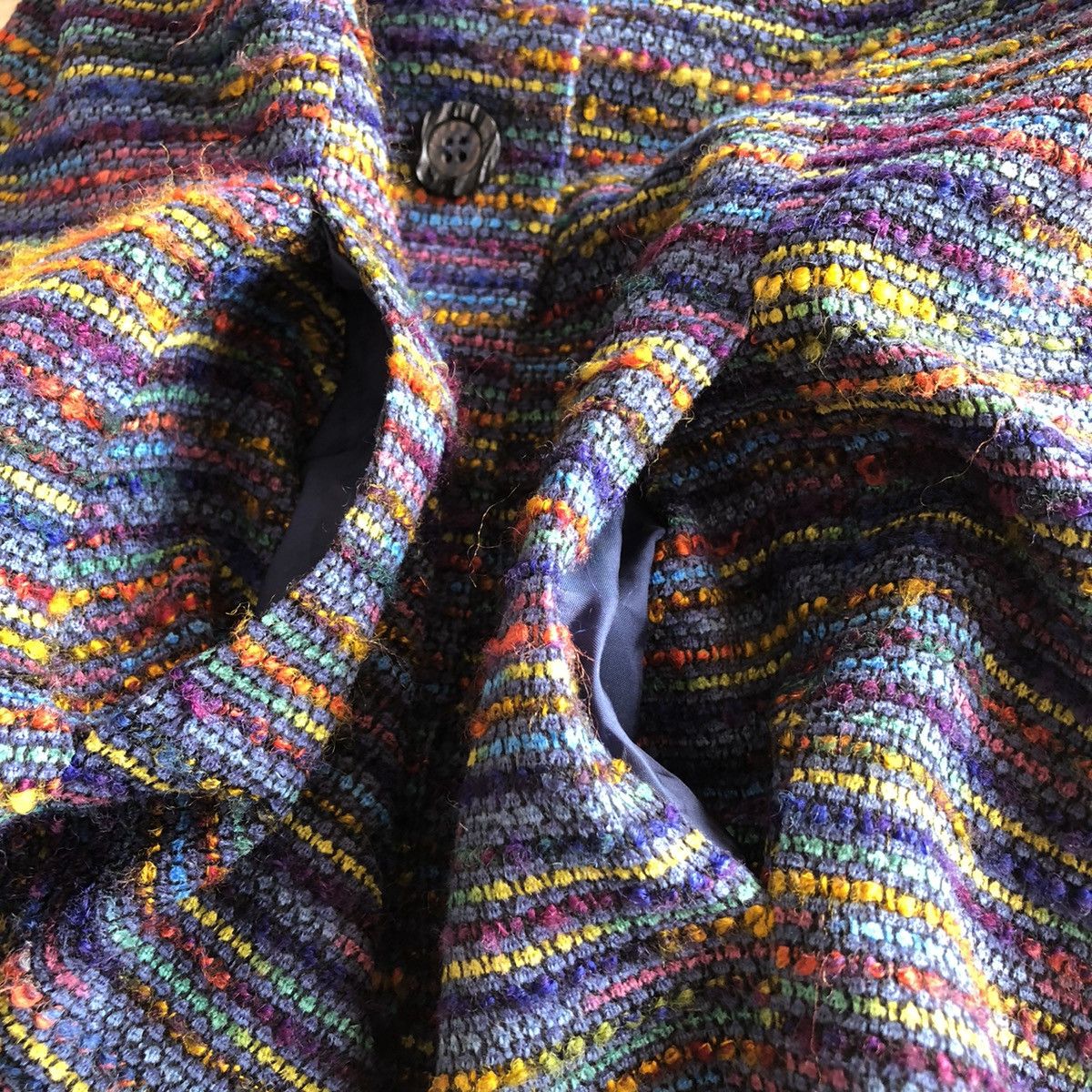 Japanese Brand Vintage Tweed Blazer Fabric Rainbow Multicalor Size US XS / EU 42 / 0 - 9 Thumbnail