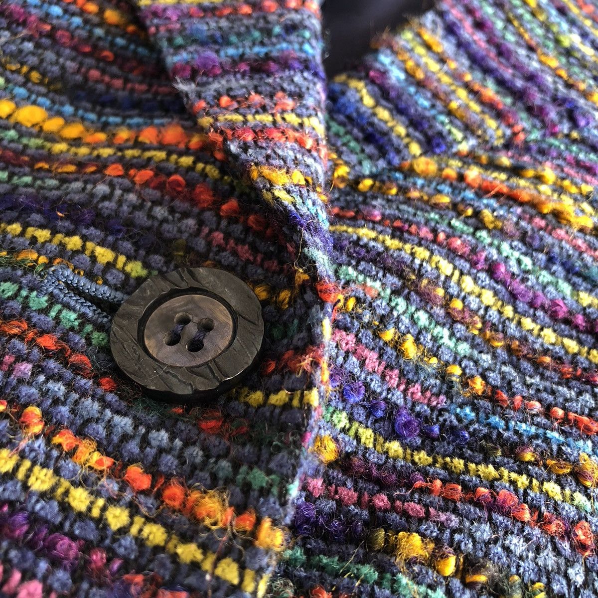 Japanese Brand Vintage Tweed Blazer Fabric Rainbow Multicalor Size US XS / EU 42 / 0 - 12 Thumbnail