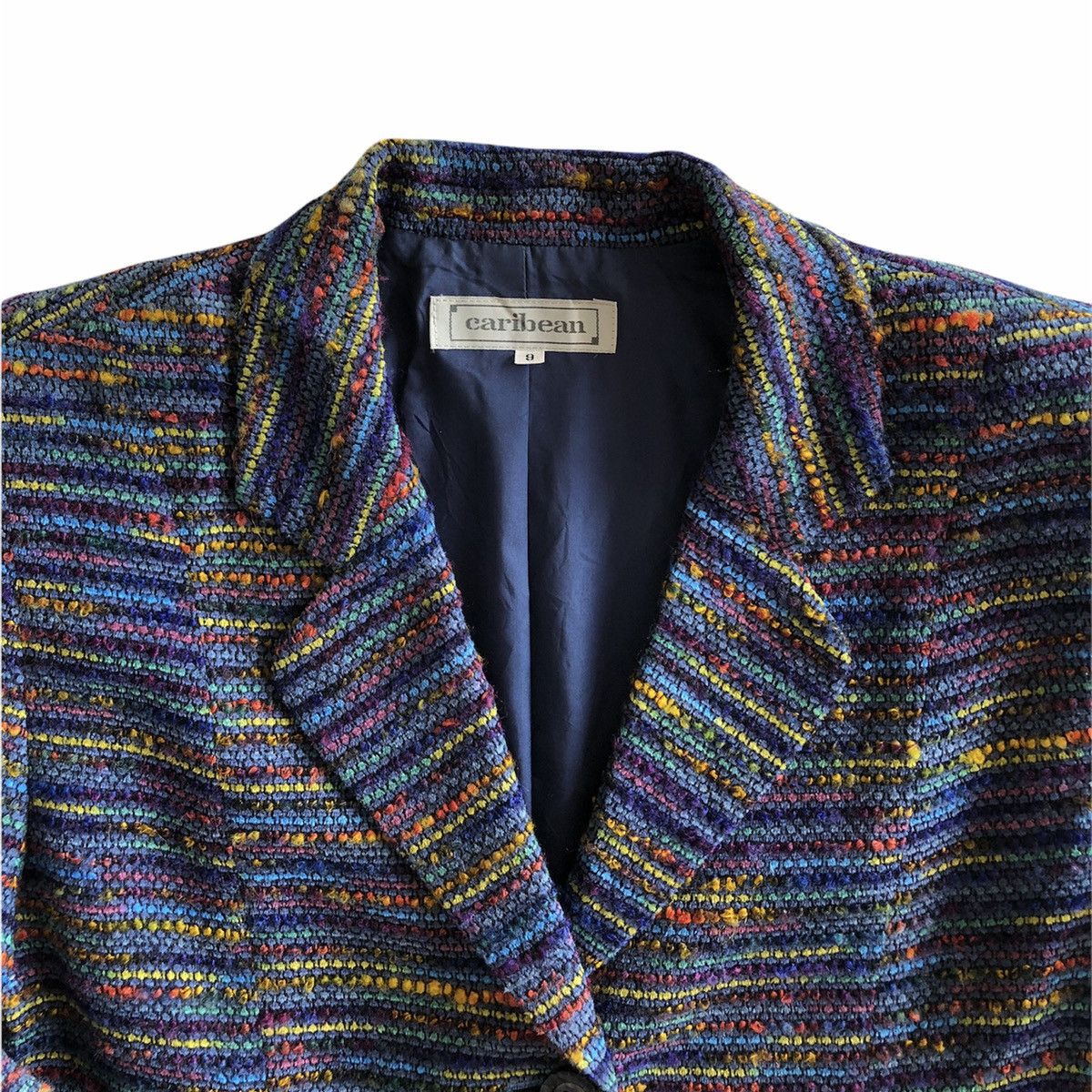 Japanese Brand Vintage Tweed Blazer Fabric Rainbow Multicalor Size US XS / EU 42 / 0 - 2 Thumbnail