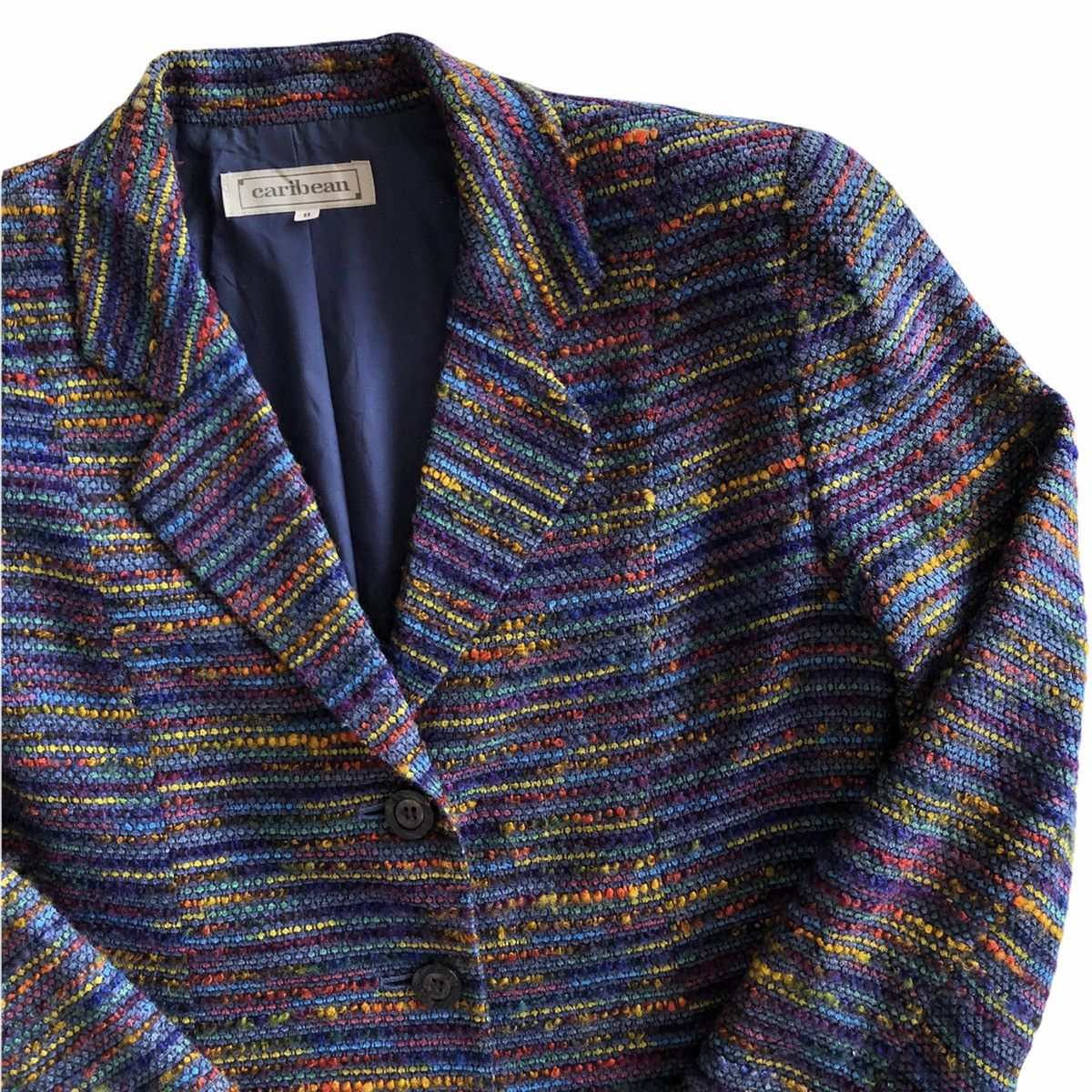 Japanese Brand Vintage Tweed Blazer Fabric Rainbow Multicalor Size US XS / EU 42 / 0 - 3 Thumbnail