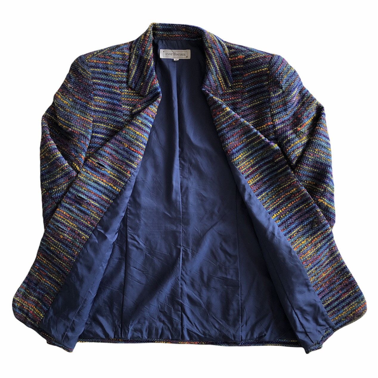 Japanese Brand Vintage Tweed Blazer Fabric Rainbow Multicalor Size US XS / EU 42 / 0 - 5 Thumbnail