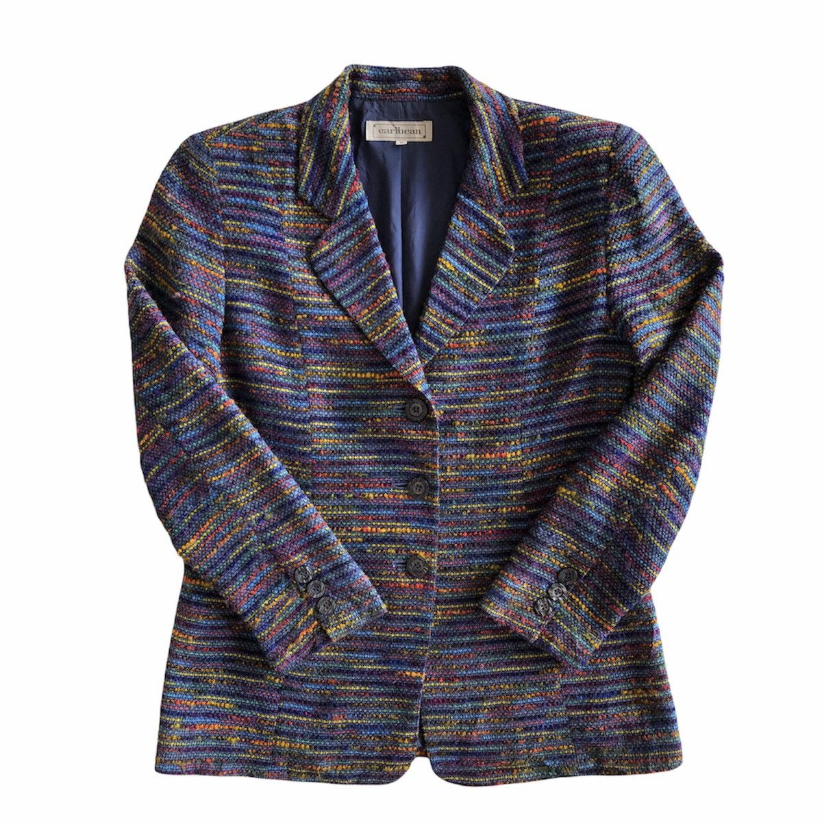 Japanese Brand Vintage Tweed Blazer Fabric Rainbow Multicalor Size US XS / EU 42 / 0 - 1 Thumbnail