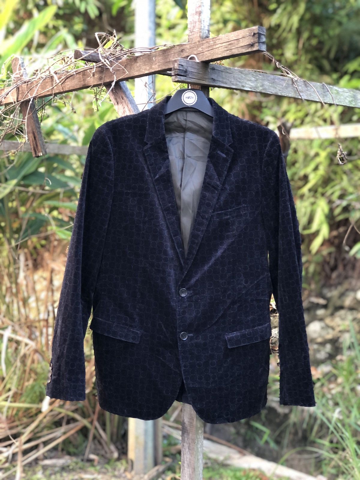Japanese Brand Vintage M.F. Editorial Velvet Printed Blazer Rugged Size US M / EU 48-50 / 2 - 1 Thumbnail