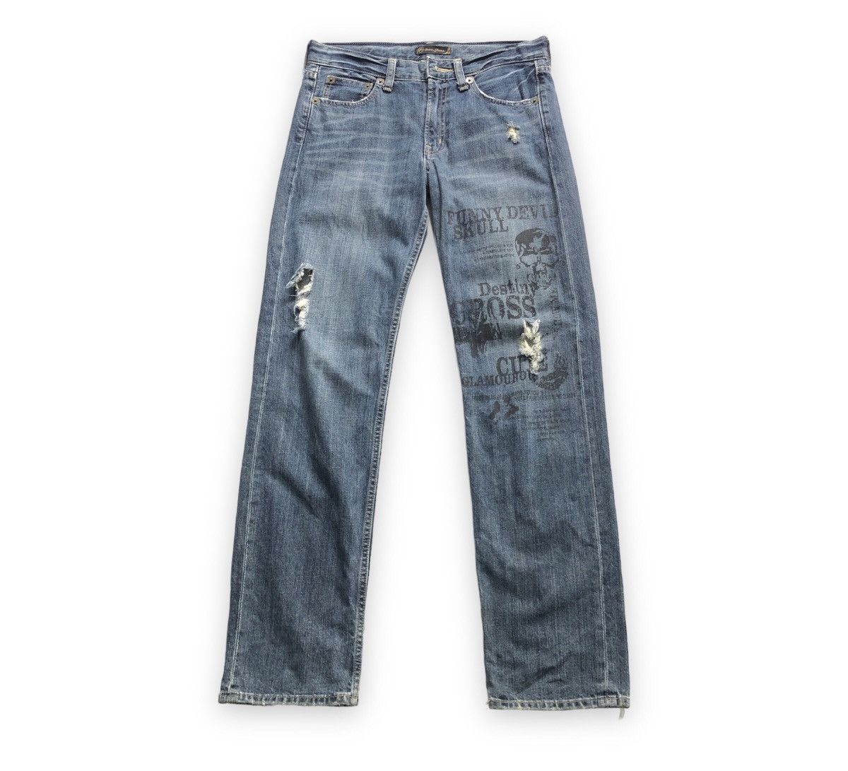 image of 20471120 x Distressed Denim Oririn Jeans Skull Distressed Denim Pant in Blue, Men's (Size 31)