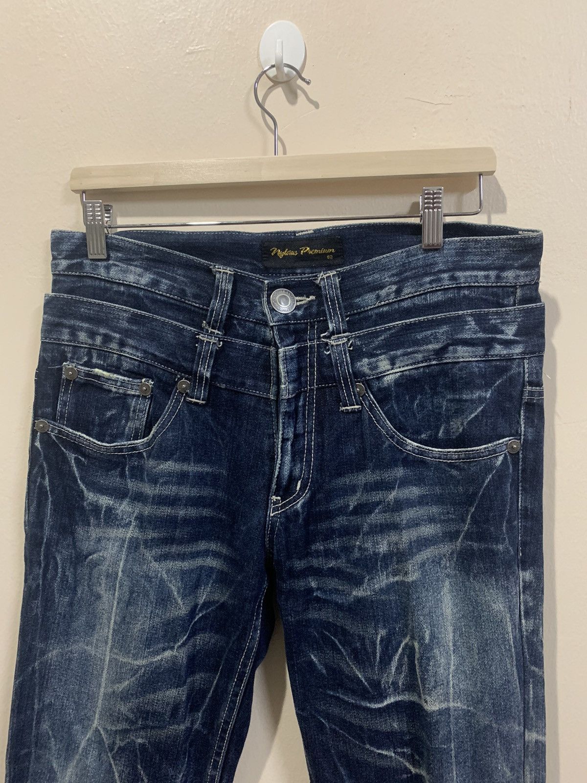 Japanese Brand × Vintage VTG Nylaus Double Waist Distressed Denim Size US 32 / EU 48 - 7 Thumbnail