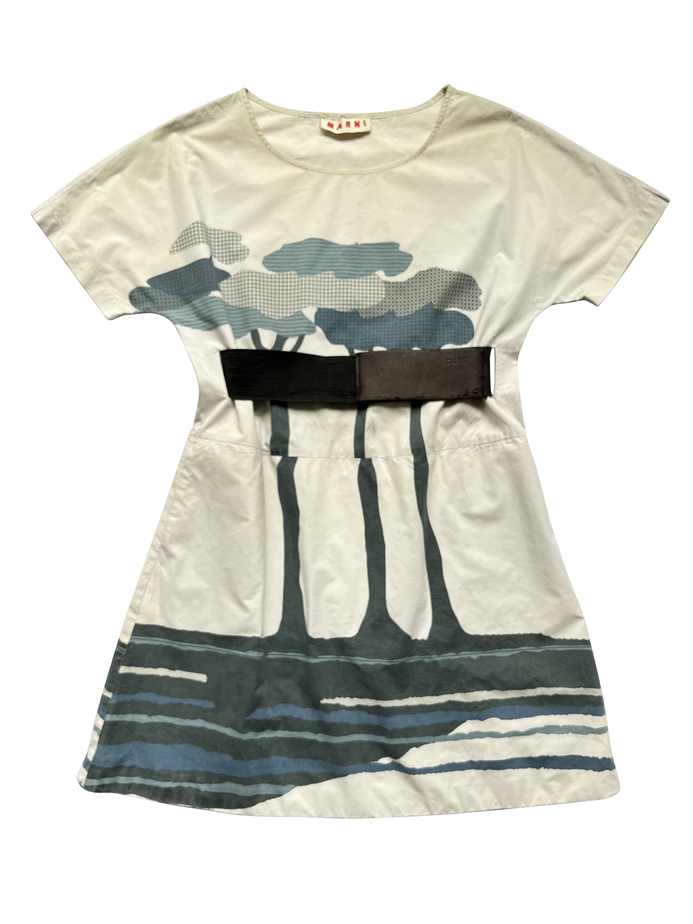Marni ⚡️QUICK SALE⚡️Marni Off-White with Blue Dress with Belt Size S / US 4 / IT 40 - 1 Thumbnail