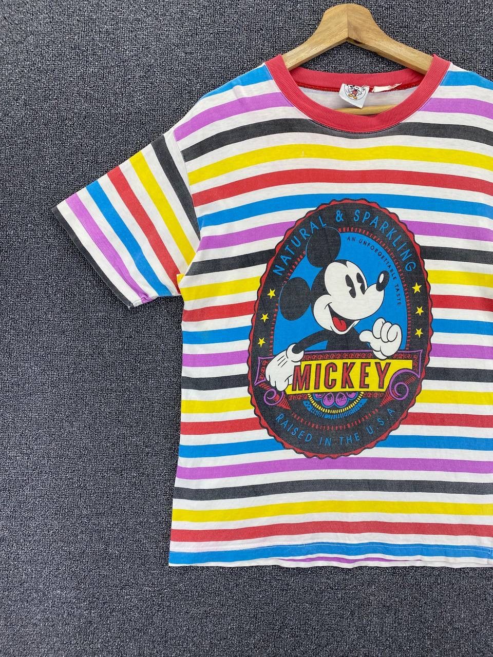 Disney Vintage Mickey Mouse Multi Colour Over Striped Tee T Shirts Size US M / EU 48-50 / 2 - 3 Thumbnail