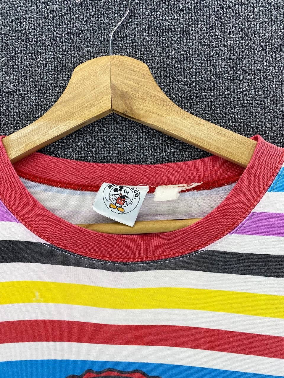 Disney Vintage Mickey Mouse Multi Colour Over Striped Tee T Shirts Size US M / EU 48-50 / 2 - 5 Thumbnail