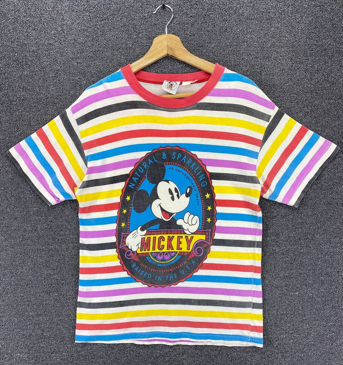 Disney Vintage Mickey Mouse Multi Colour Over Striped Tee T Shirts Size US M / EU 48-50 / 2 - 1 Thumbnail