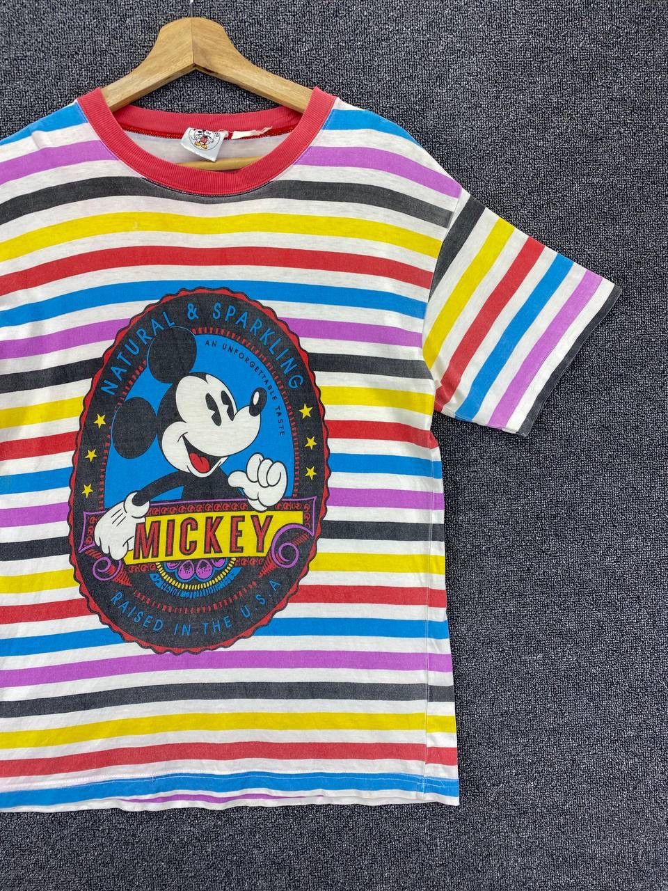 Disney Vintage Mickey Mouse Multi Colour Over Striped Tee T Shirts Size US M / EU 48-50 / 2 - 4 Thumbnail