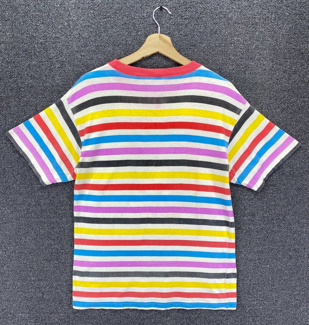 Disney Vintage Mickey Mouse Multi Colour Over Striped Tee T Shirts Size US M / EU 48-50 / 2 - 7 Thumbnail