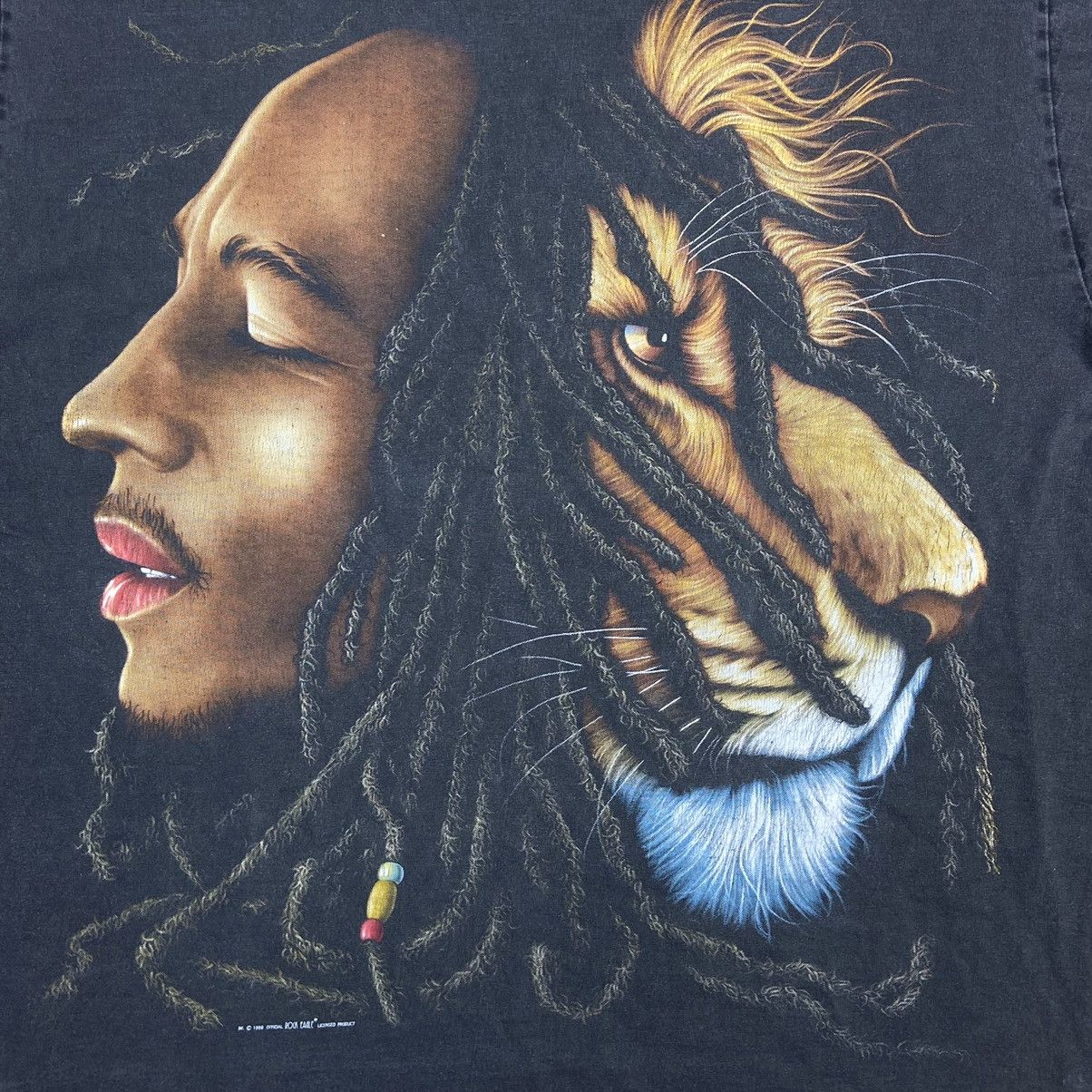 Band Tees × Bob Marley × Vintage 1998 BOB MARLEY LION RARE SINGLE STITCH SUNFADED TEE - № 134 Size US XL / EU 56 / 4 - 5 Thumbnail