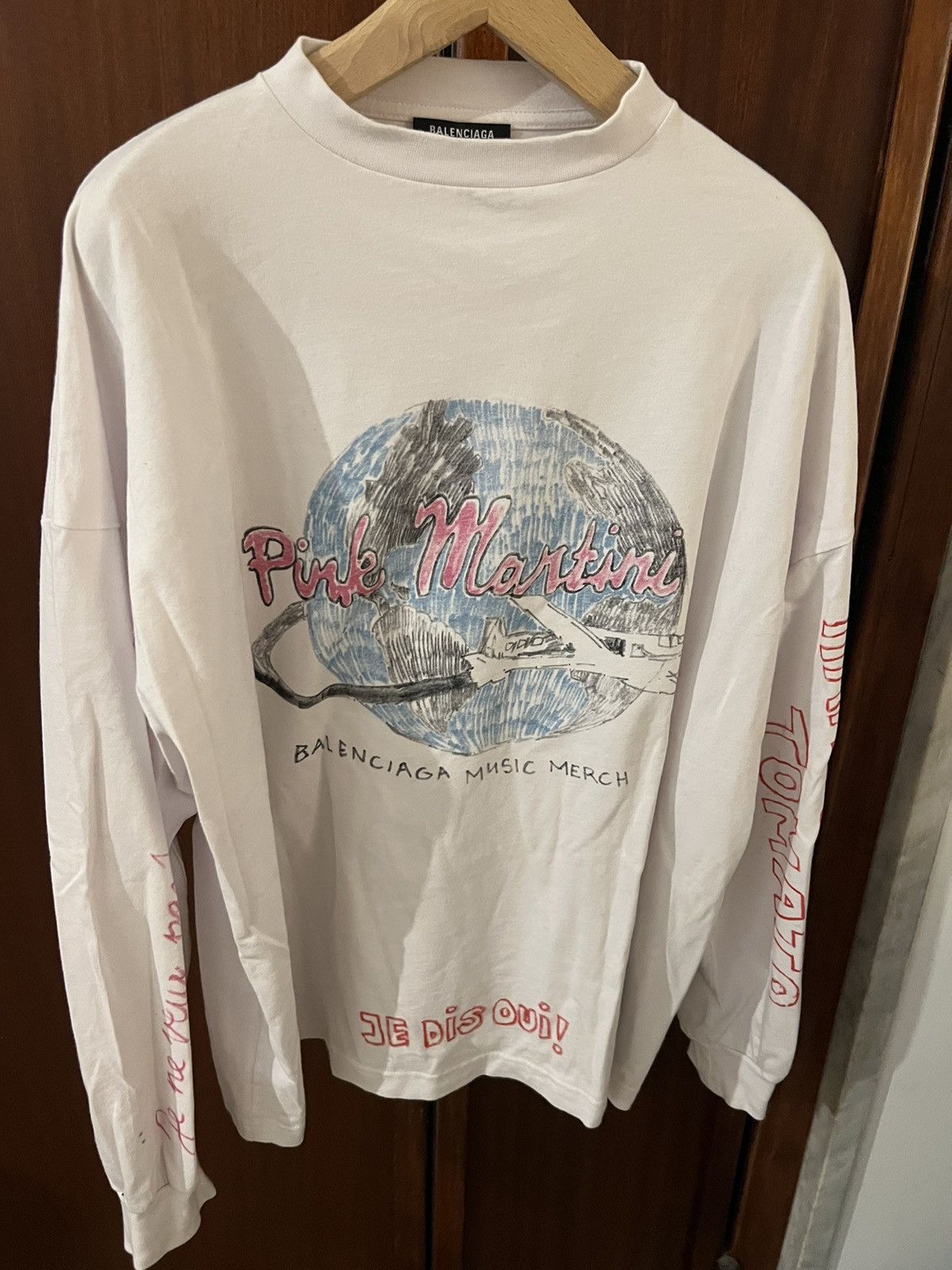 Balenciaga Balenciaga White Pink Martini Merch Long Sleeve T-Shirt 