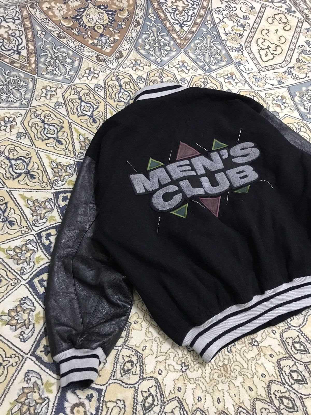 Vintage Rare ️Vintage MENS CLUB Arm Leather Varsity Jacket | Grailed