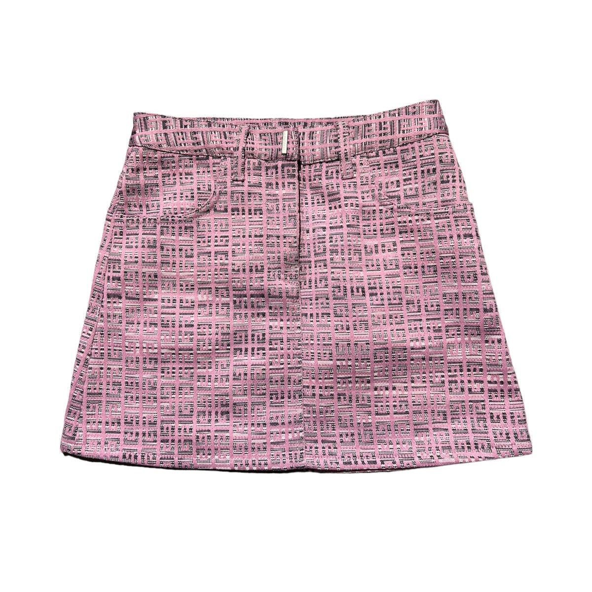 image of Givenchy $1450 4G Monogram Coated Mini Denim Skirt in Pink, Women's (Size 26)