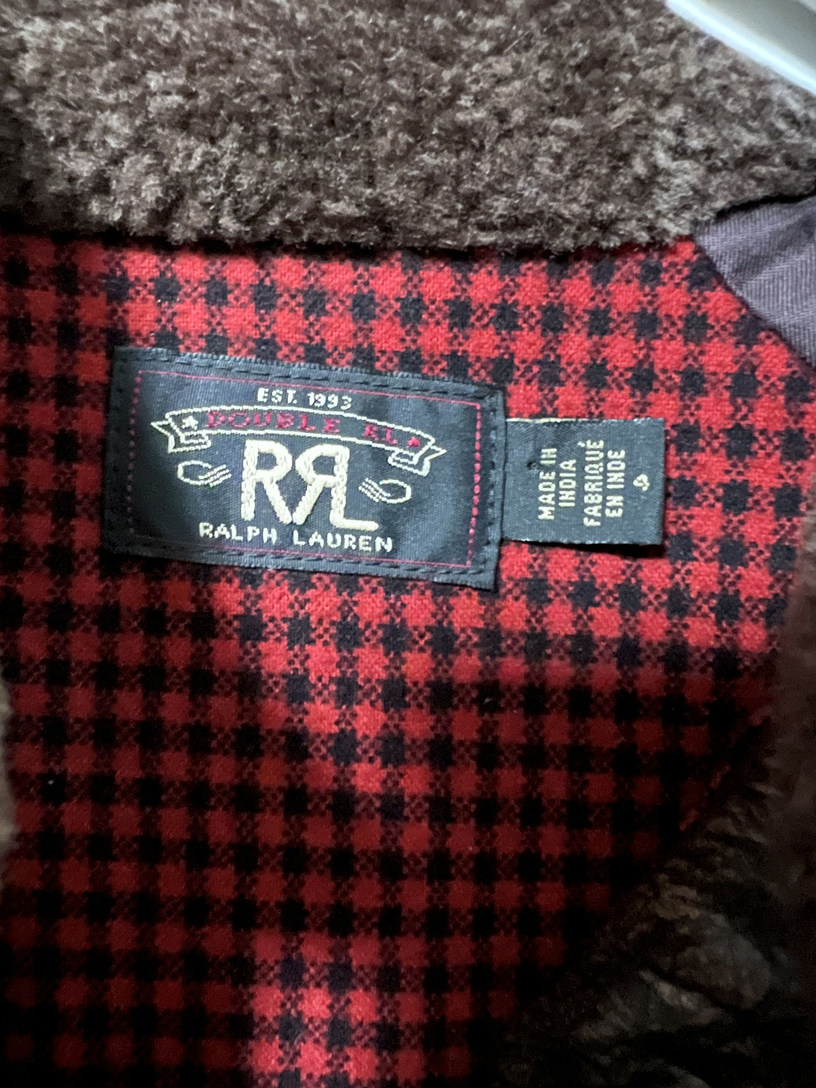 RRL Ralph Lauren × Ralph Lauren Double RL Brown Lamb Shearling Fur Paneled Leather Jacket Size S / US 4 / IT 40 - 5 Thumbnail