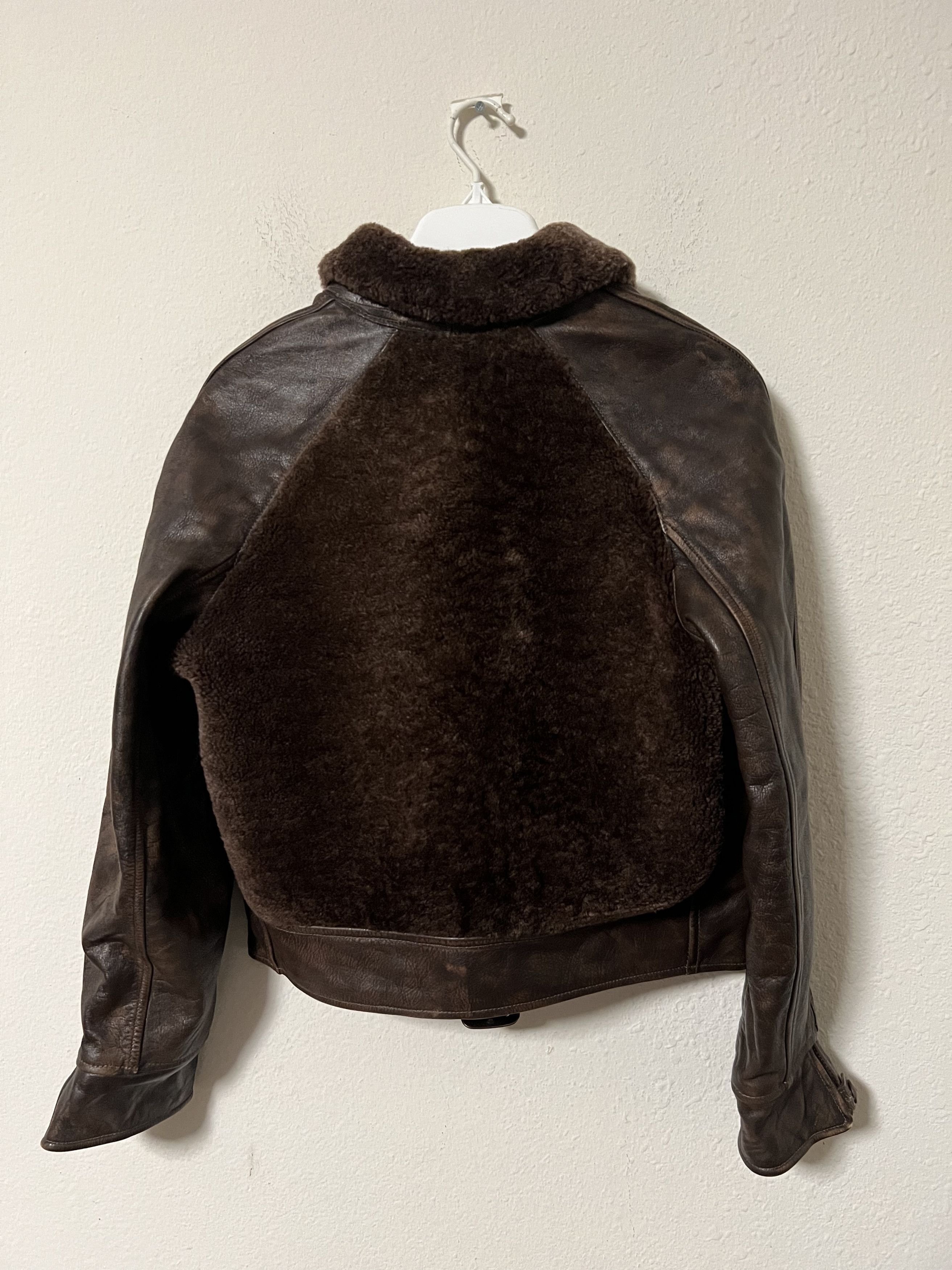 RRL Ralph Lauren × Ralph Lauren Double RL Brown Lamb Shearling Fur Paneled Leather Jacket Size S / US 4 / IT 40 - 6 Thumbnail