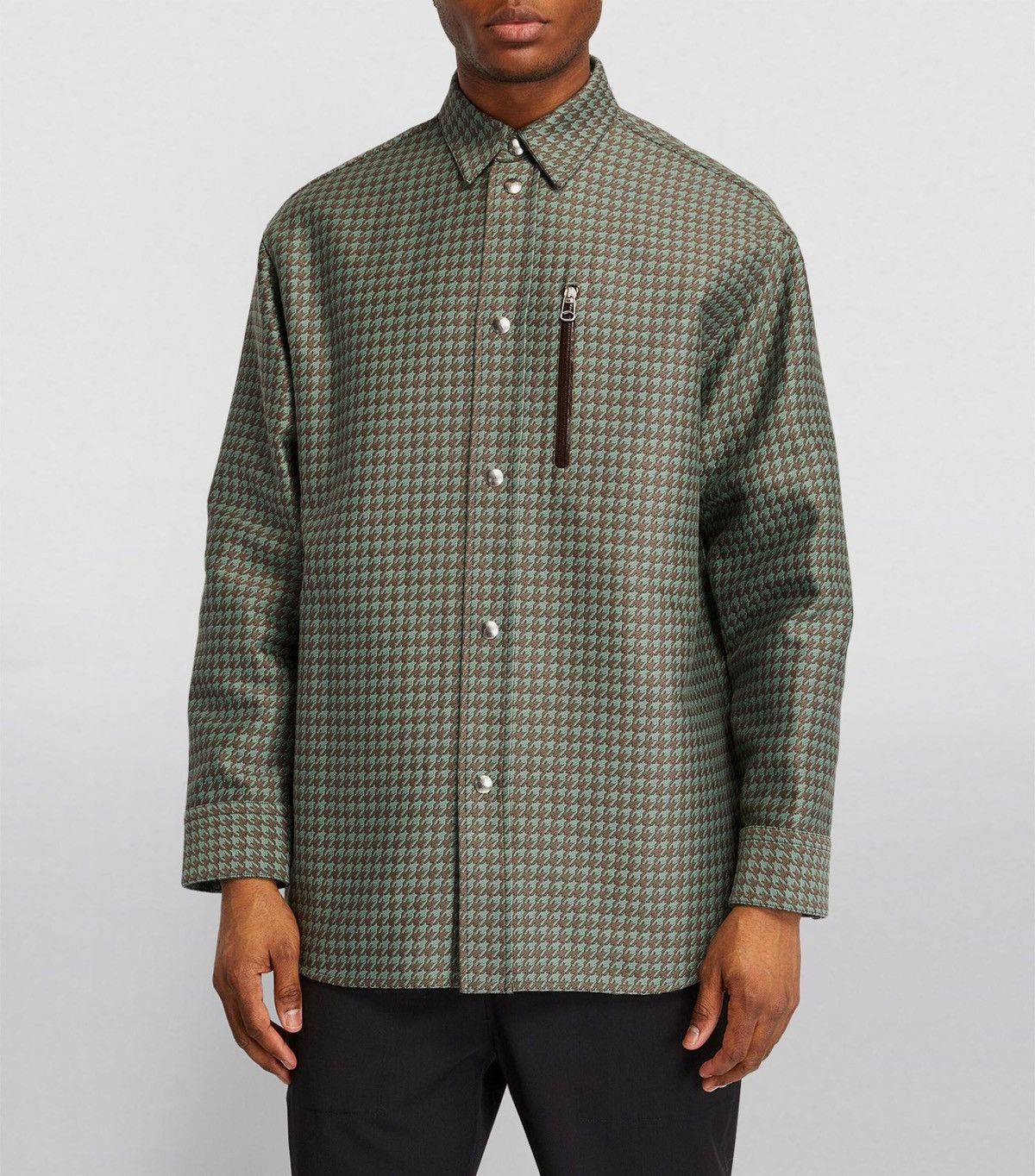 Image of Oamc Houndstooth Jacquard Max Overshirt Size S, Men's