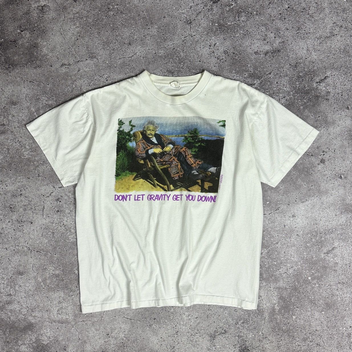Vintage VTG 90s Albert Einstein Don’t let gravity get you down tee Size US XL / EU 56 / 4 - 1 Thumbnail