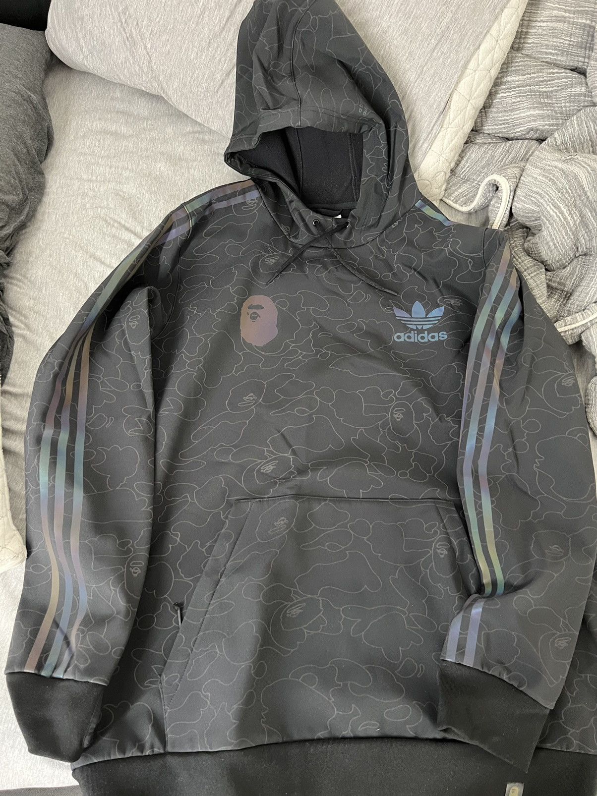 Adidas Bape Adidas Bape Tech Hoodie sz L Grailed