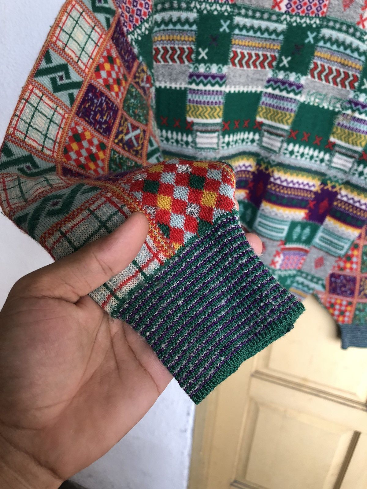 Kenzo Vintage 90s Kenzo Coloured Patchwork Knitwear Size US S / EU 44-46 / 1 - 8 Thumbnail
