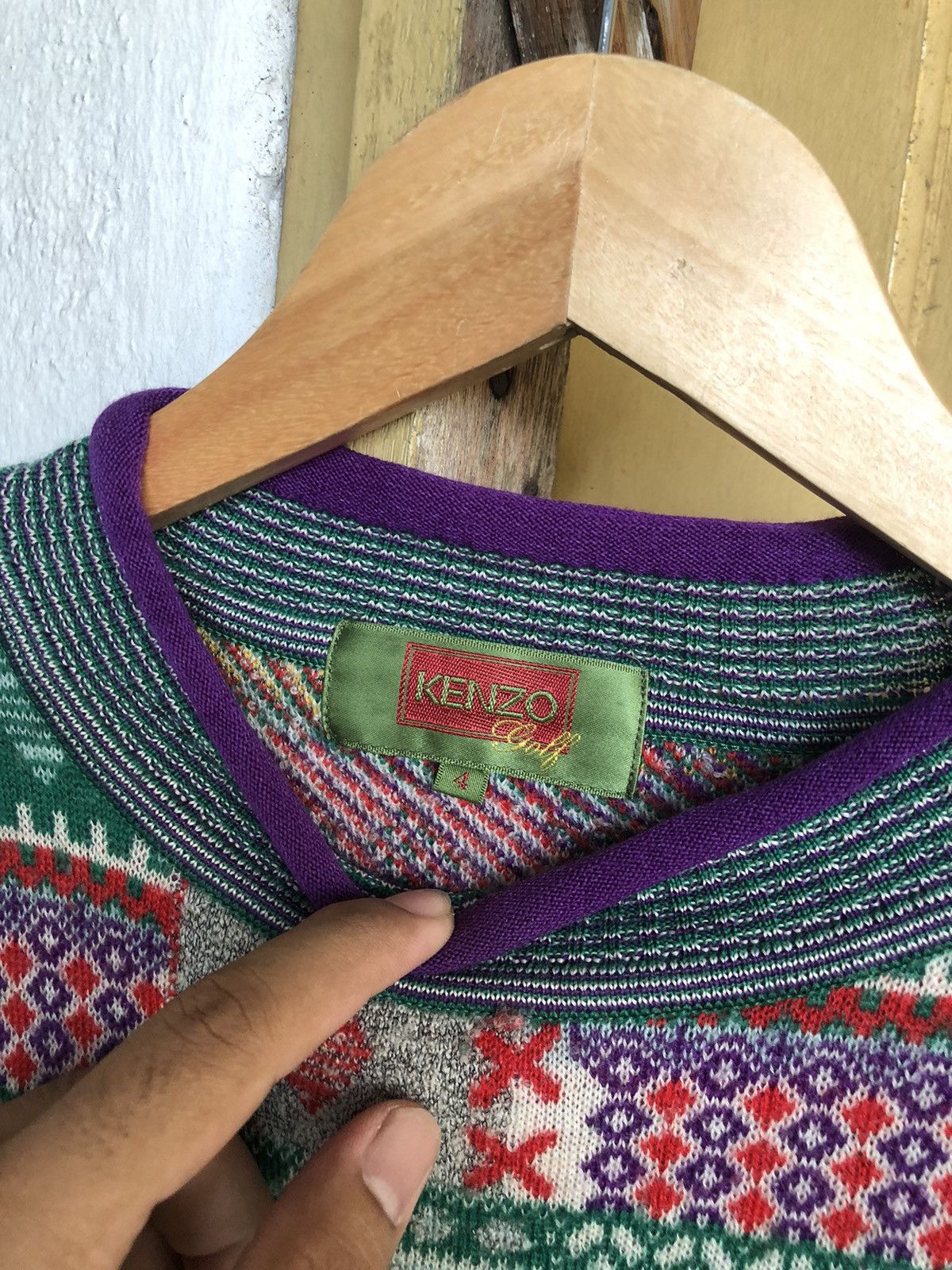 Kenzo Vintage 90s Kenzo Coloured Patchwork Knitwear Size US S / EU 44-46 / 1 - 3 Thumbnail