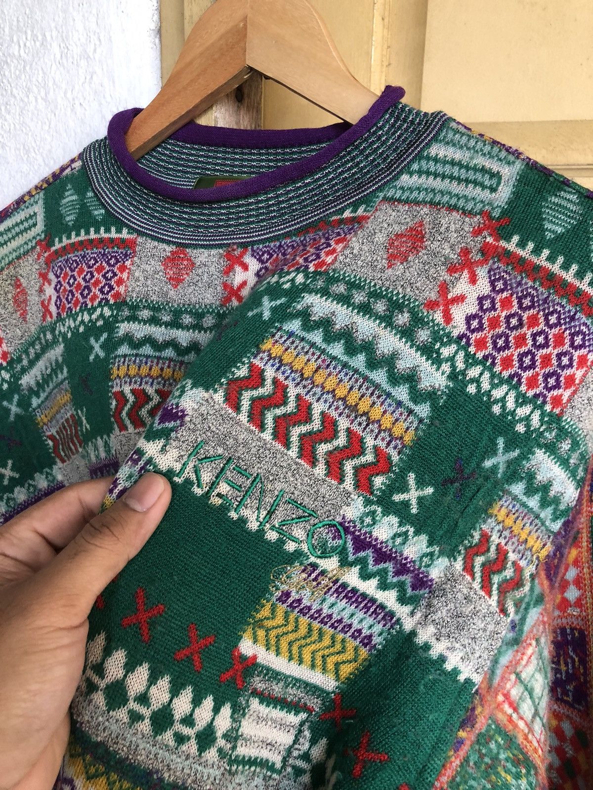 Kenzo Vintage 90s Kenzo Coloured Patchwork Knitwear Size US S / EU 44-46 / 1 - 11 Thumbnail