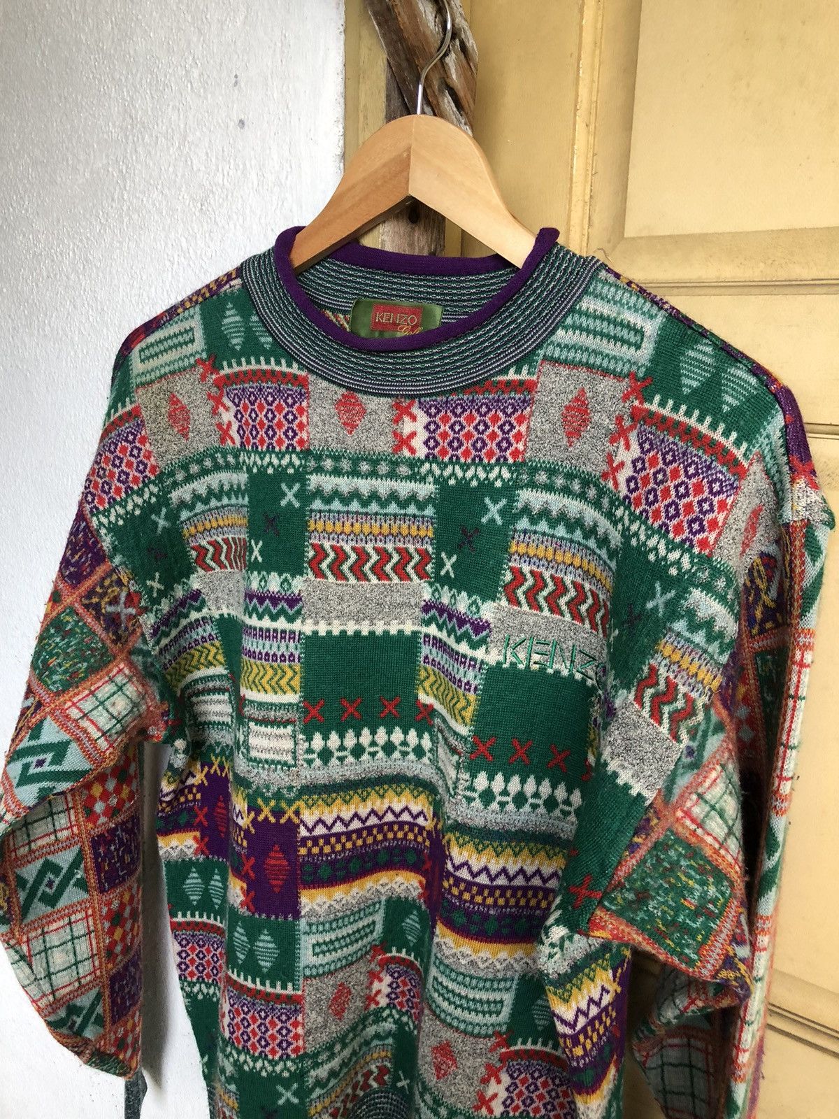 Kenzo Vintage 90s Kenzo Coloured Patchwork Knitwear Size US S / EU 44-46 / 1 - 12 Thumbnail