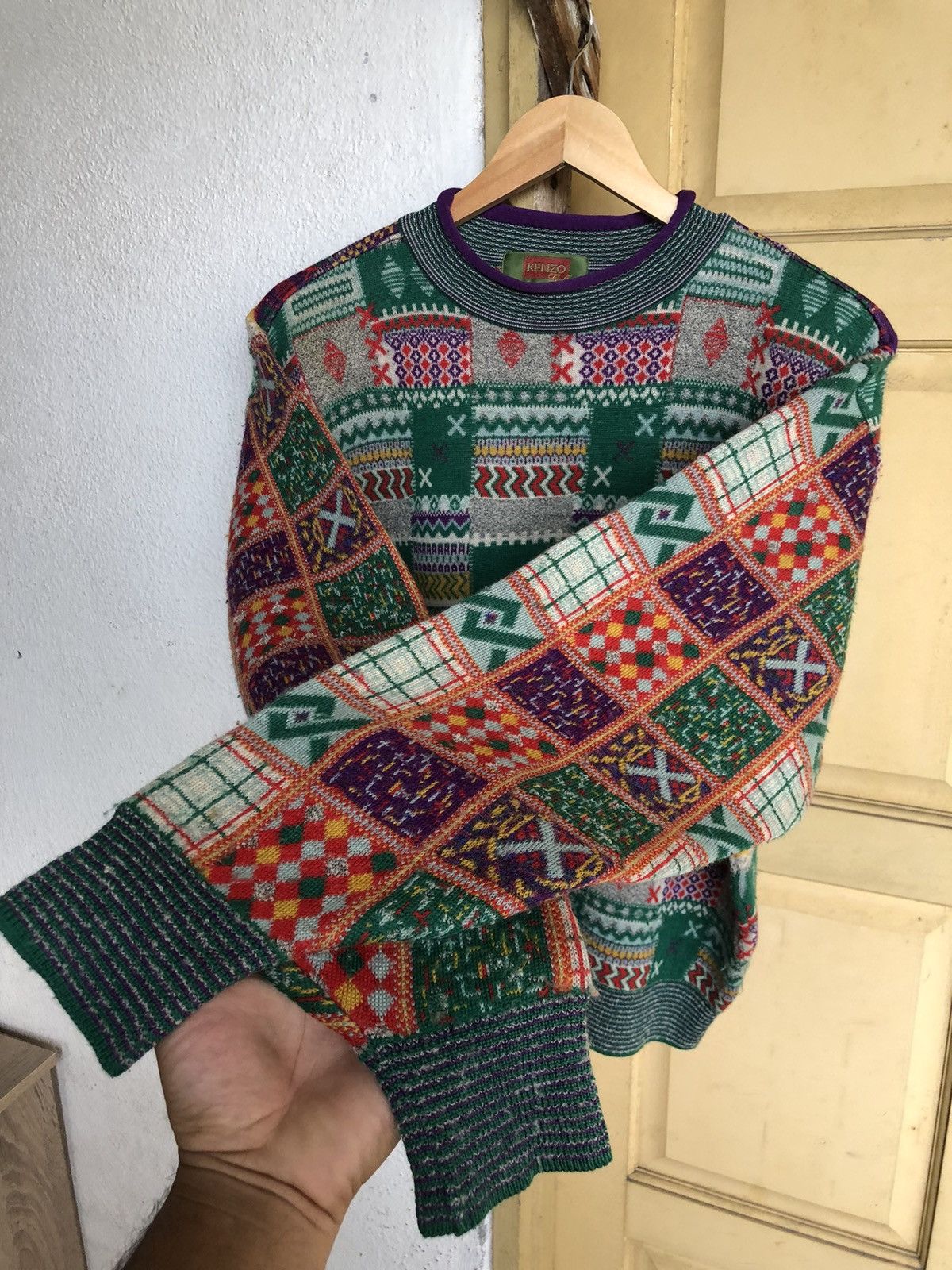 Kenzo Vintage 90s Kenzo Coloured Patchwork Knitwear Size US S / EU 44-46 / 1 - 15 Thumbnail