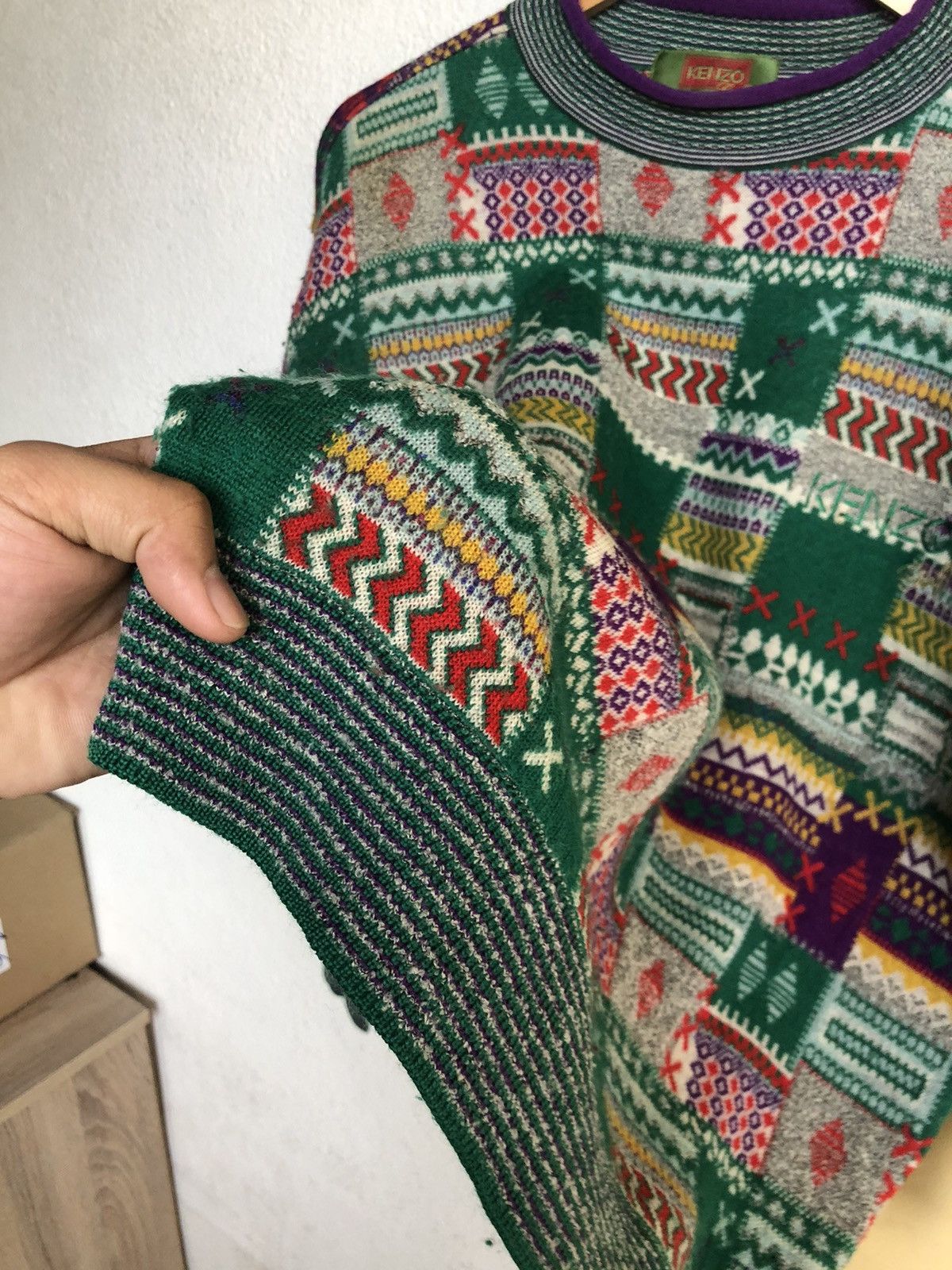 Kenzo Vintage 90s Kenzo Coloured Patchwork Knitwear Size US S / EU 44-46 / 1 - 13 Thumbnail