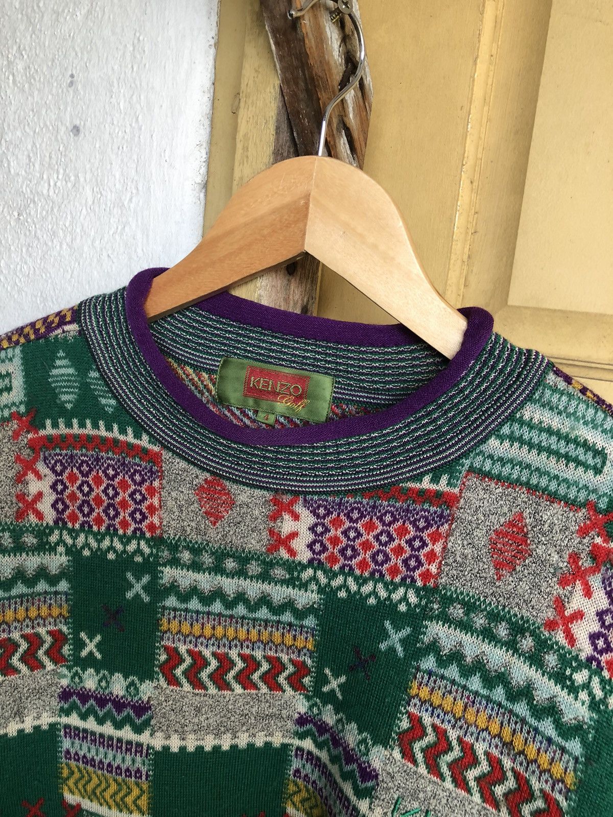 Kenzo Vintage 90s Kenzo Coloured Patchwork Knitwear Size US S / EU 44-46 / 1 - 4 Thumbnail