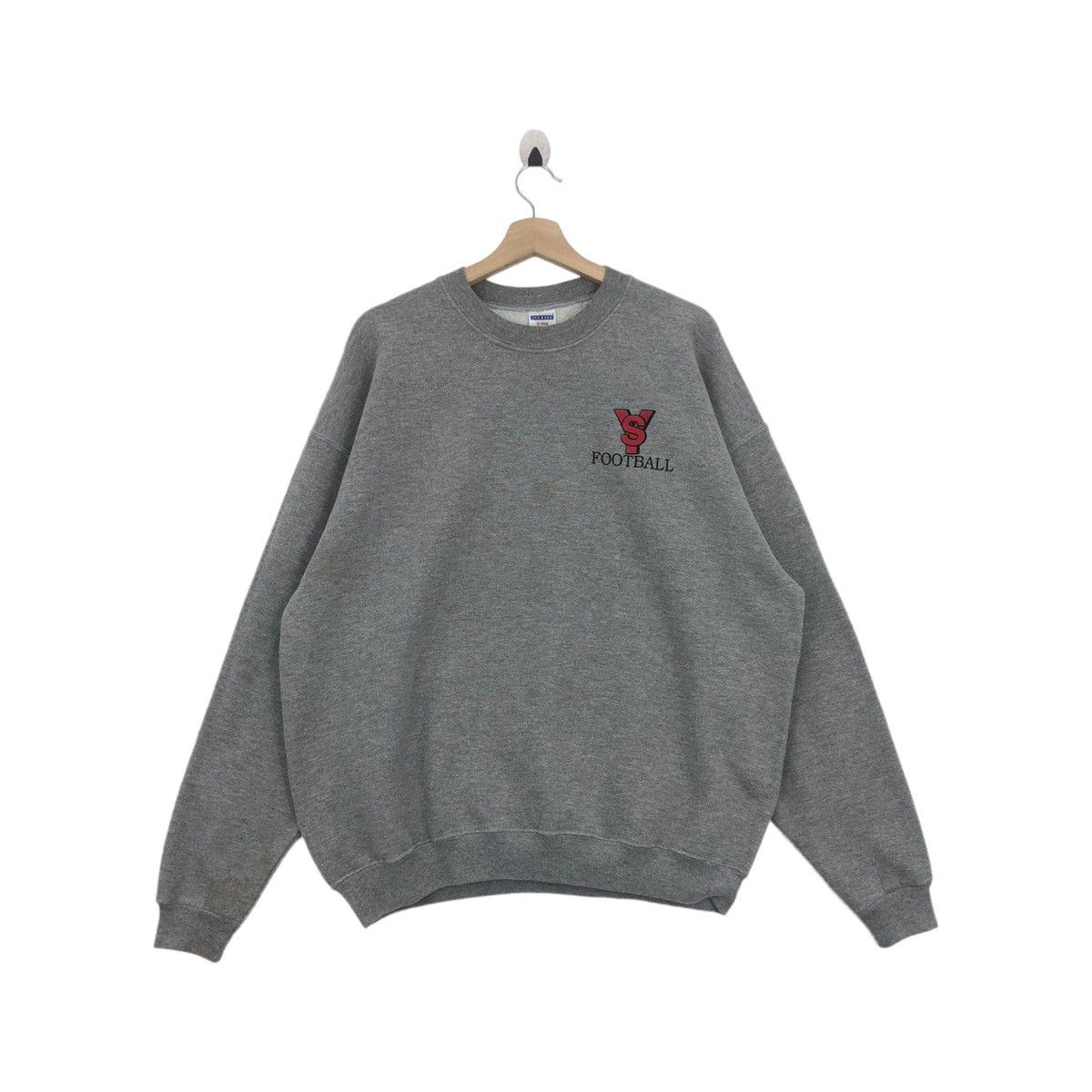 Jerzees × Vintage Vtg 90’ YS FOOTBALL Sweatshirt Pullover Jumper Sweater Size US XL / EU 56 / 4 - 1 Thumbnail