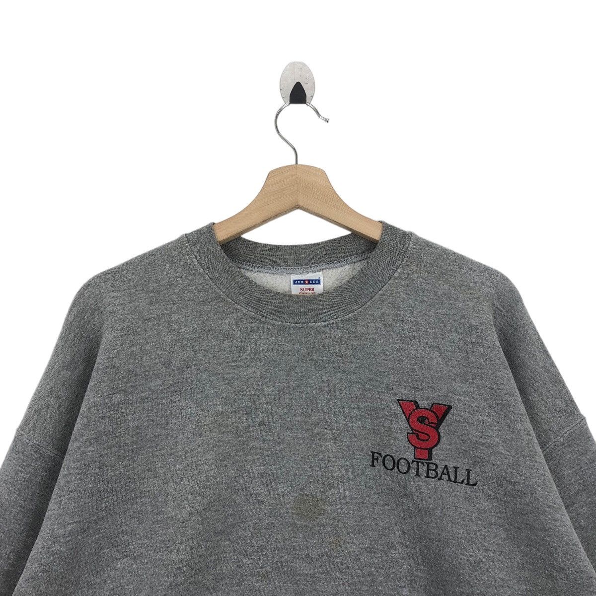Jerzees × Vintage Vtg 90’ YS FOOTBALL Sweatshirt Pullover Jumper Sweater Size US XL / EU 56 / 4 - 7 Thumbnail