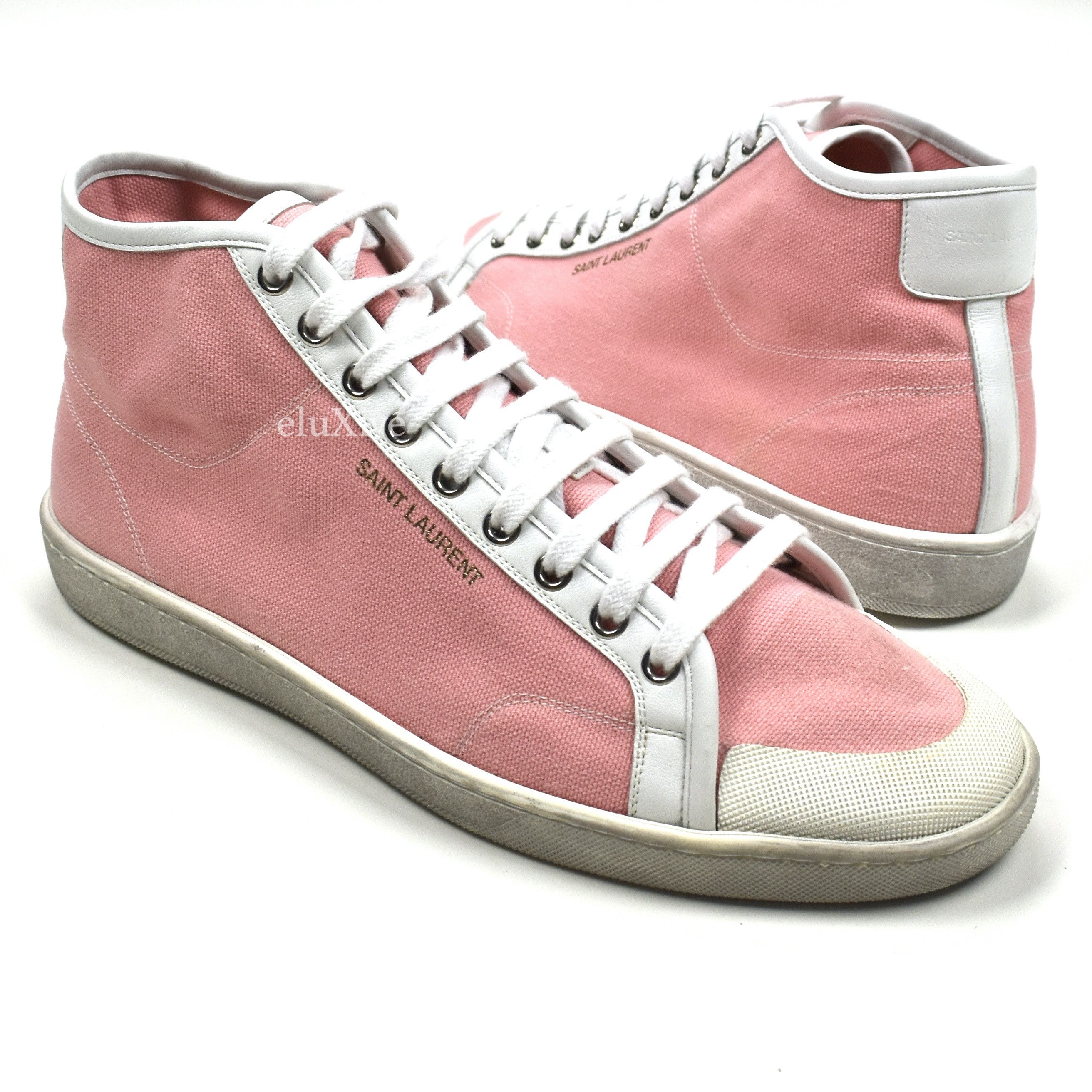 Saint Laurent Pink Canvas SL 39 Mid Top Sneakers
