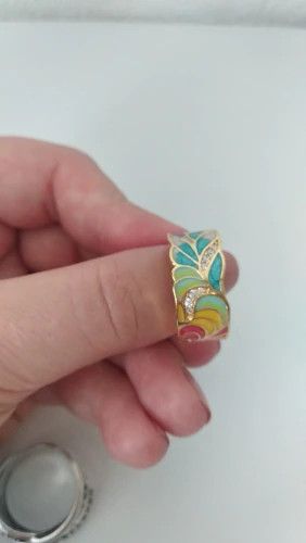 Jewelry Colourful Feather Ring Size ONE SIZE - 2 Thumbnail